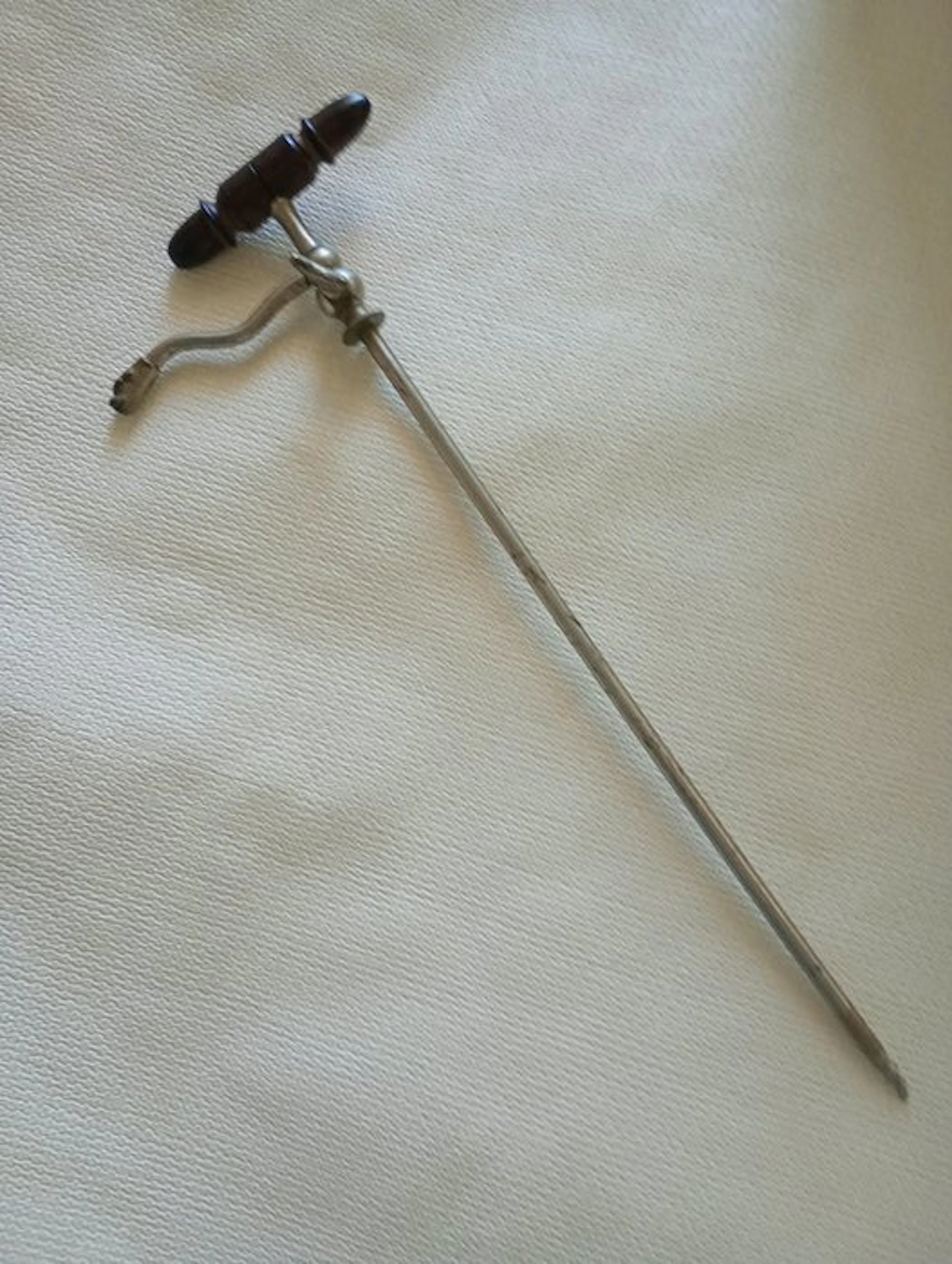 Corkscrew - Rare, antique gas igniter in iron and wood — late 19th century.