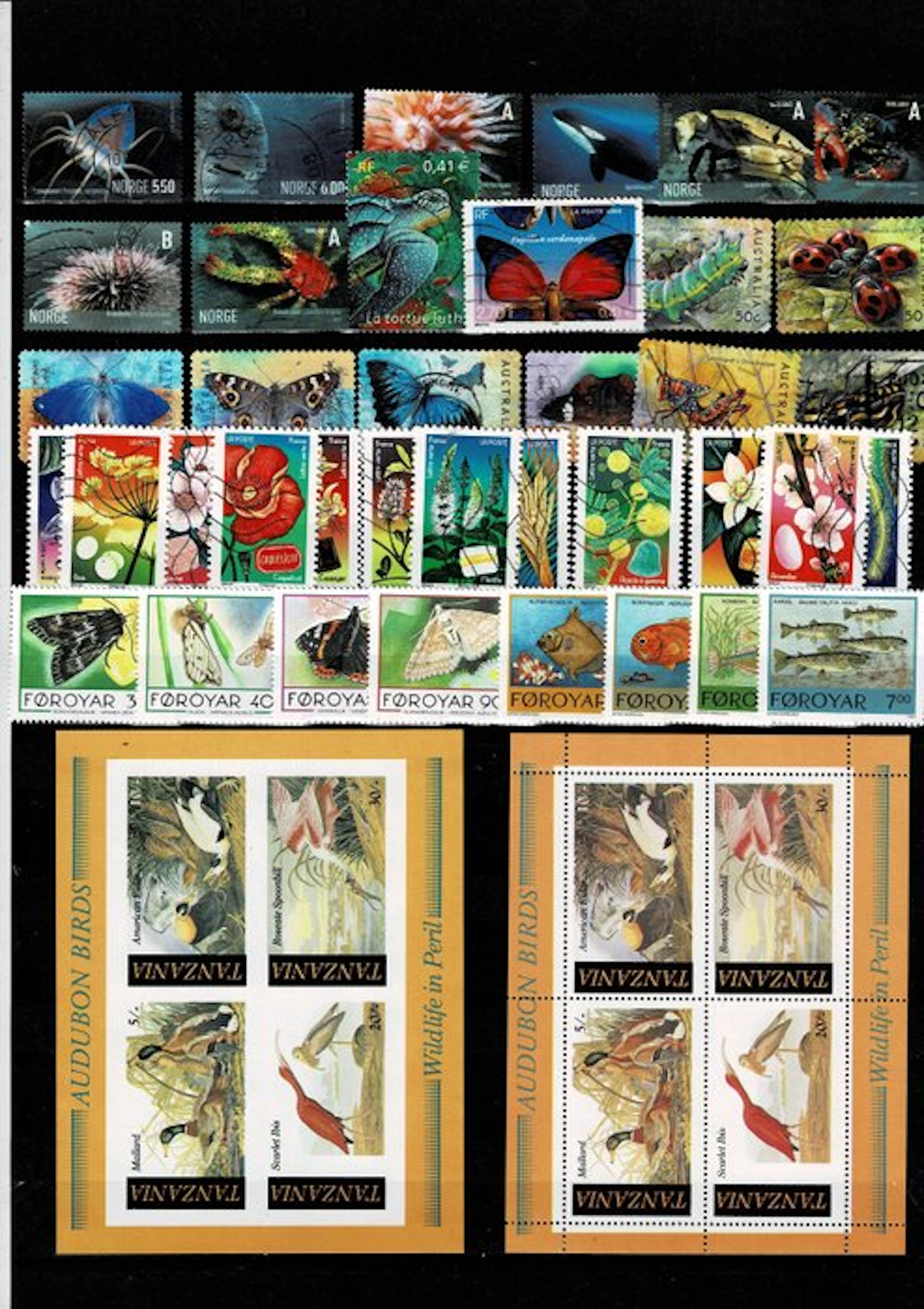 World - a thematic collection of flora and fauna in three stockbooks.