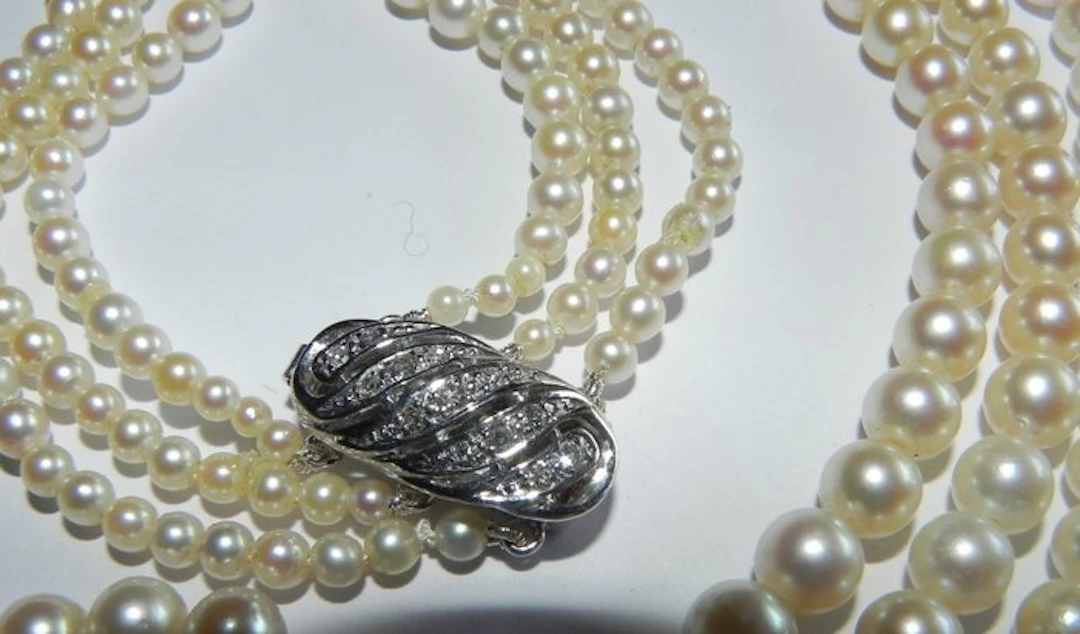 Necklace - 14 kt. Yellow gold Pearl - Diamond