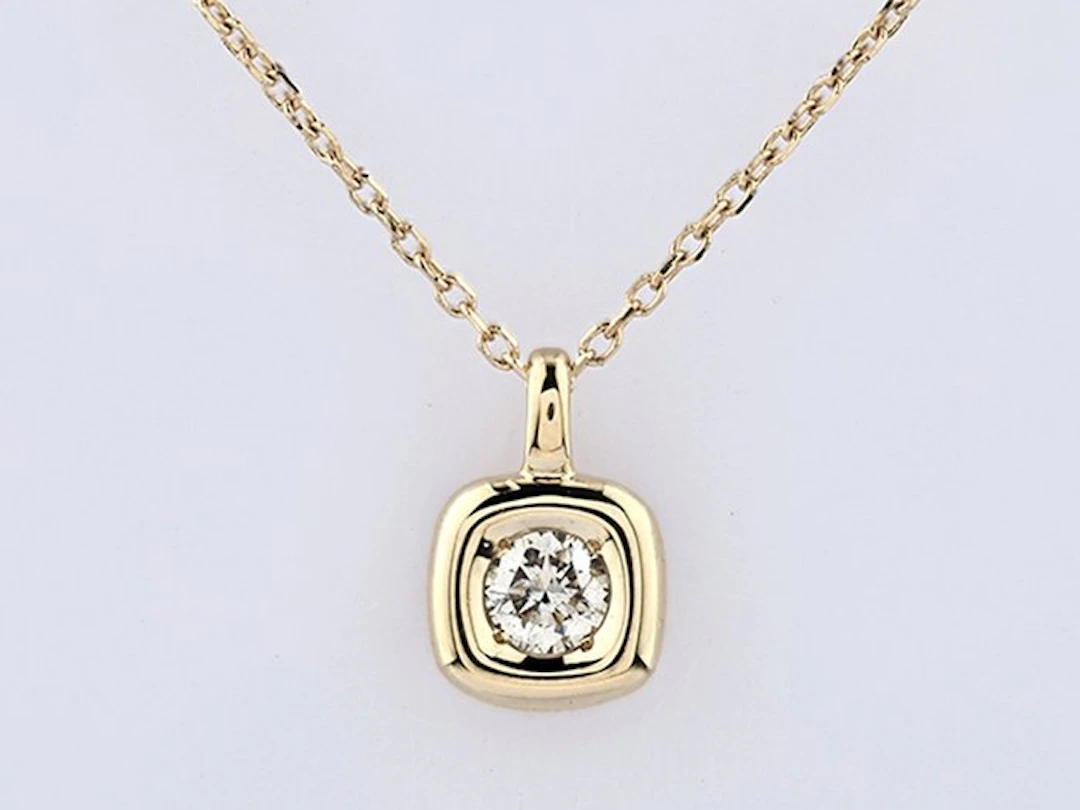 Necklace with pendant - 14 kt. Yellow gold - 0.15ct. tw. Diamond (Natural)