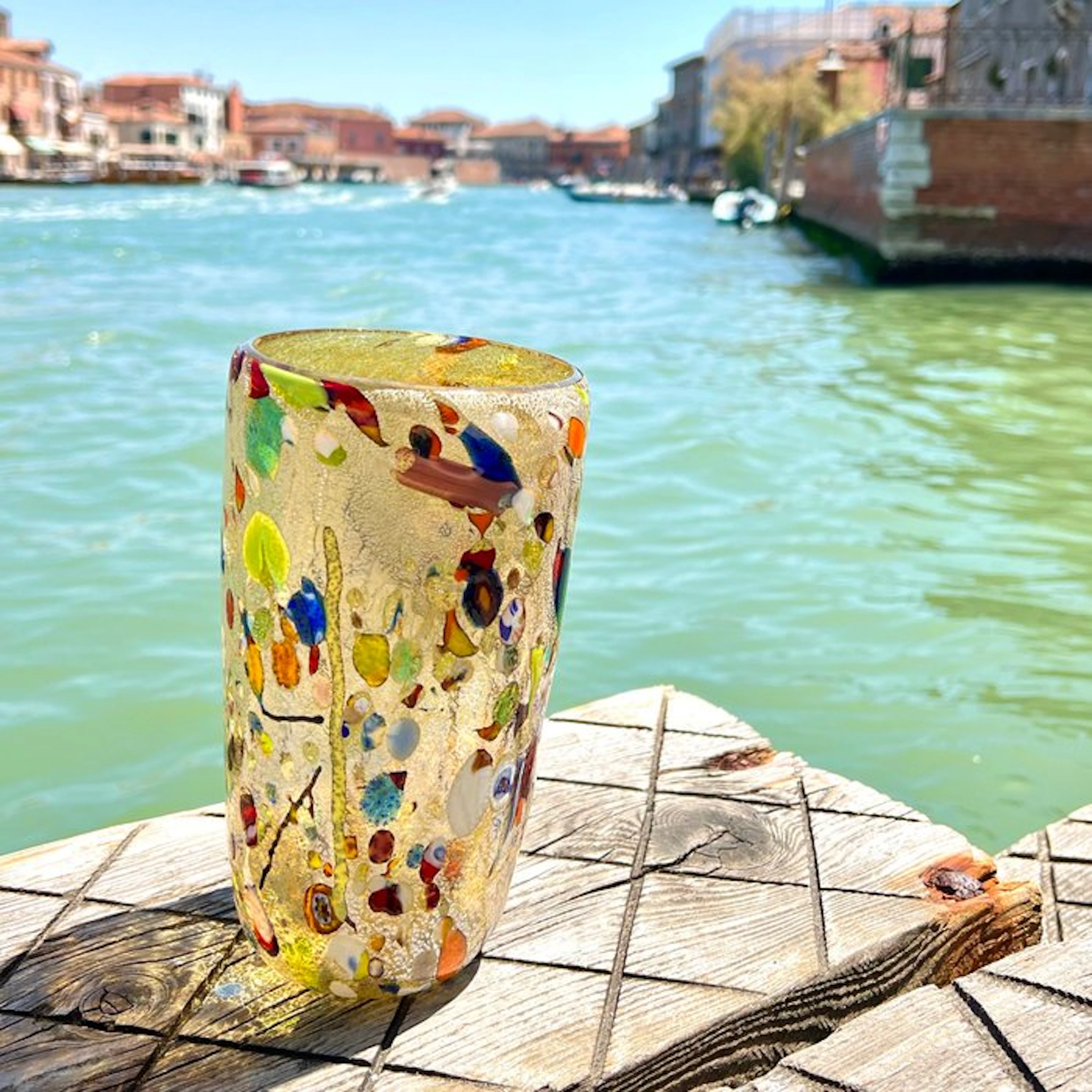 Filippo Maso - Vase - Amber vase with silver leaf