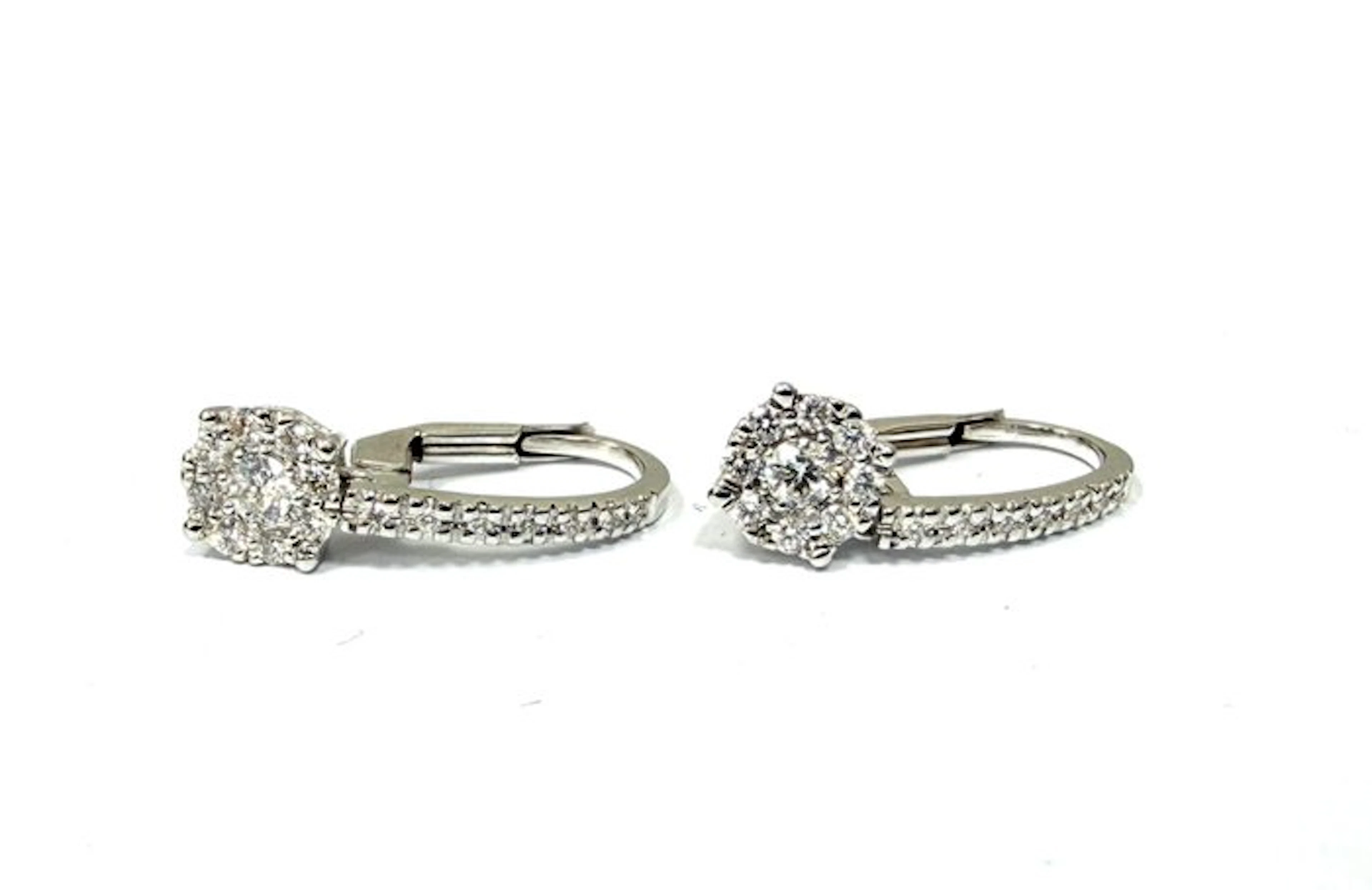 Earrings - 18 kt. White gold - 0.95ct. tw. Diamond (Natural) - Made in Italy