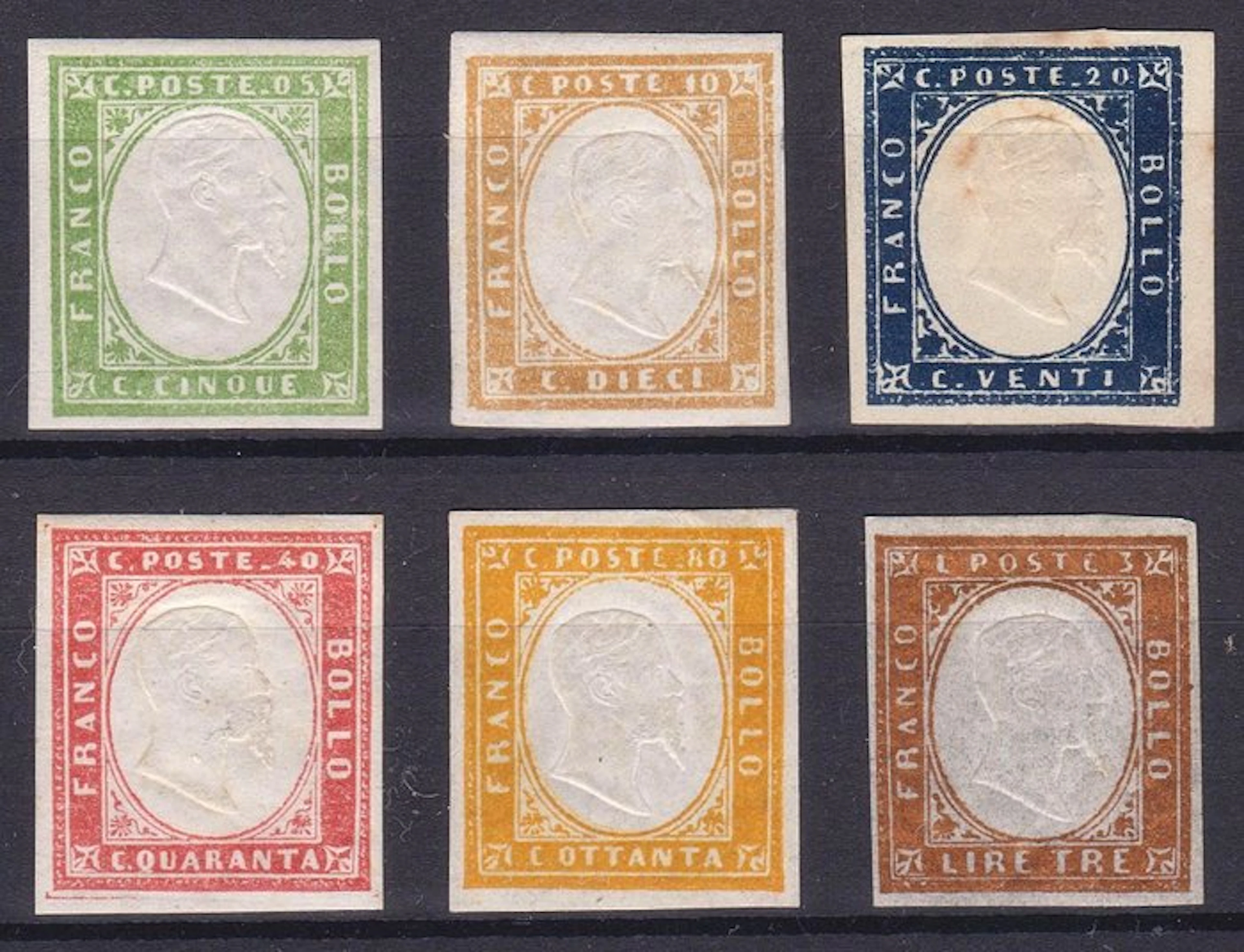 Italian Ancient States - Sardinia 1861/1863 - Issue IV — complete series