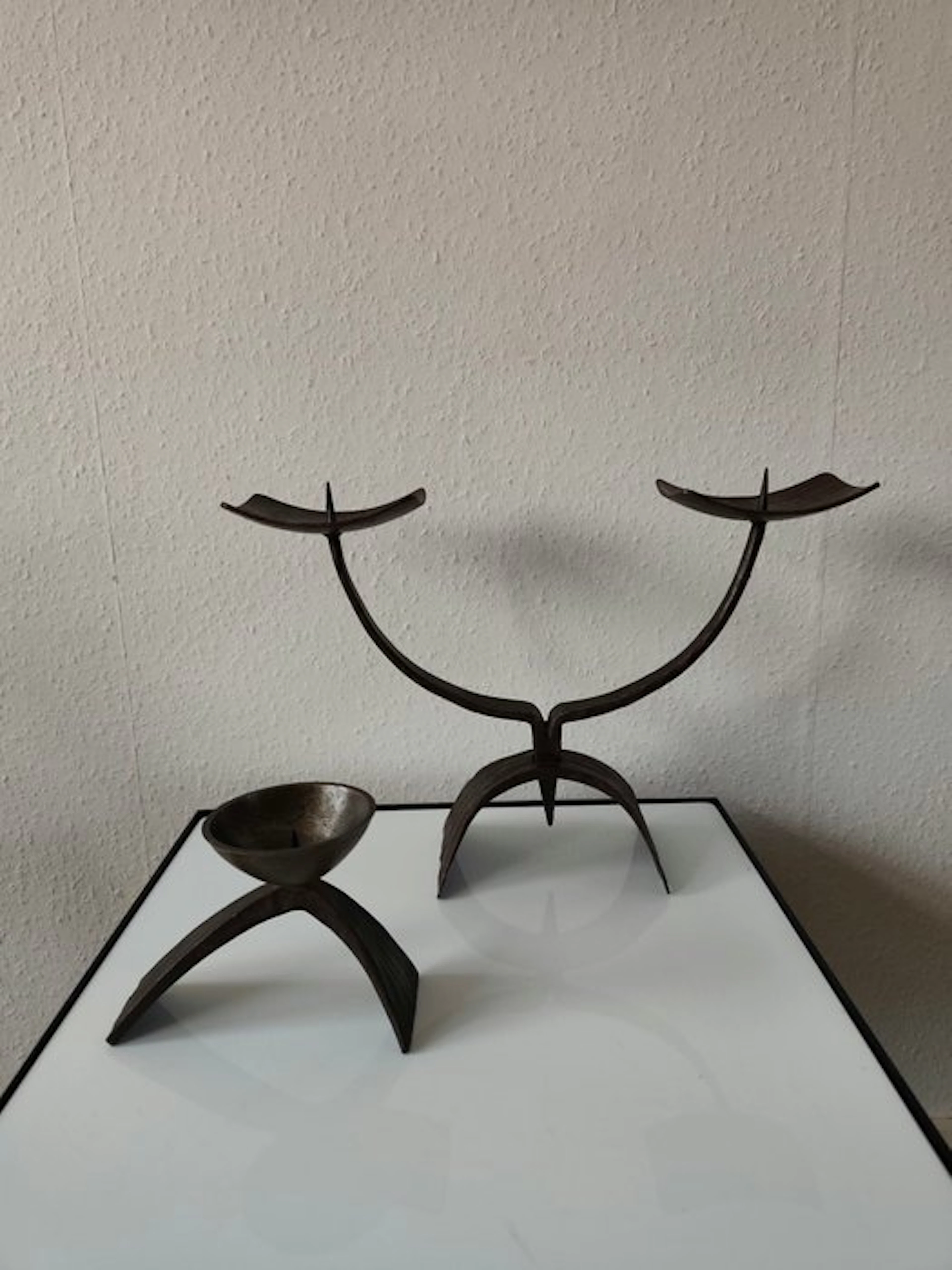 Handwerk kandelaar - Candelabrum (2) - Wrought iron - Brutalist