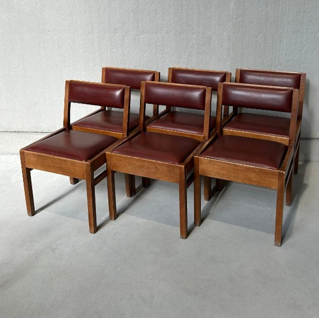 Chair - Oak - Set of six vintage chairs