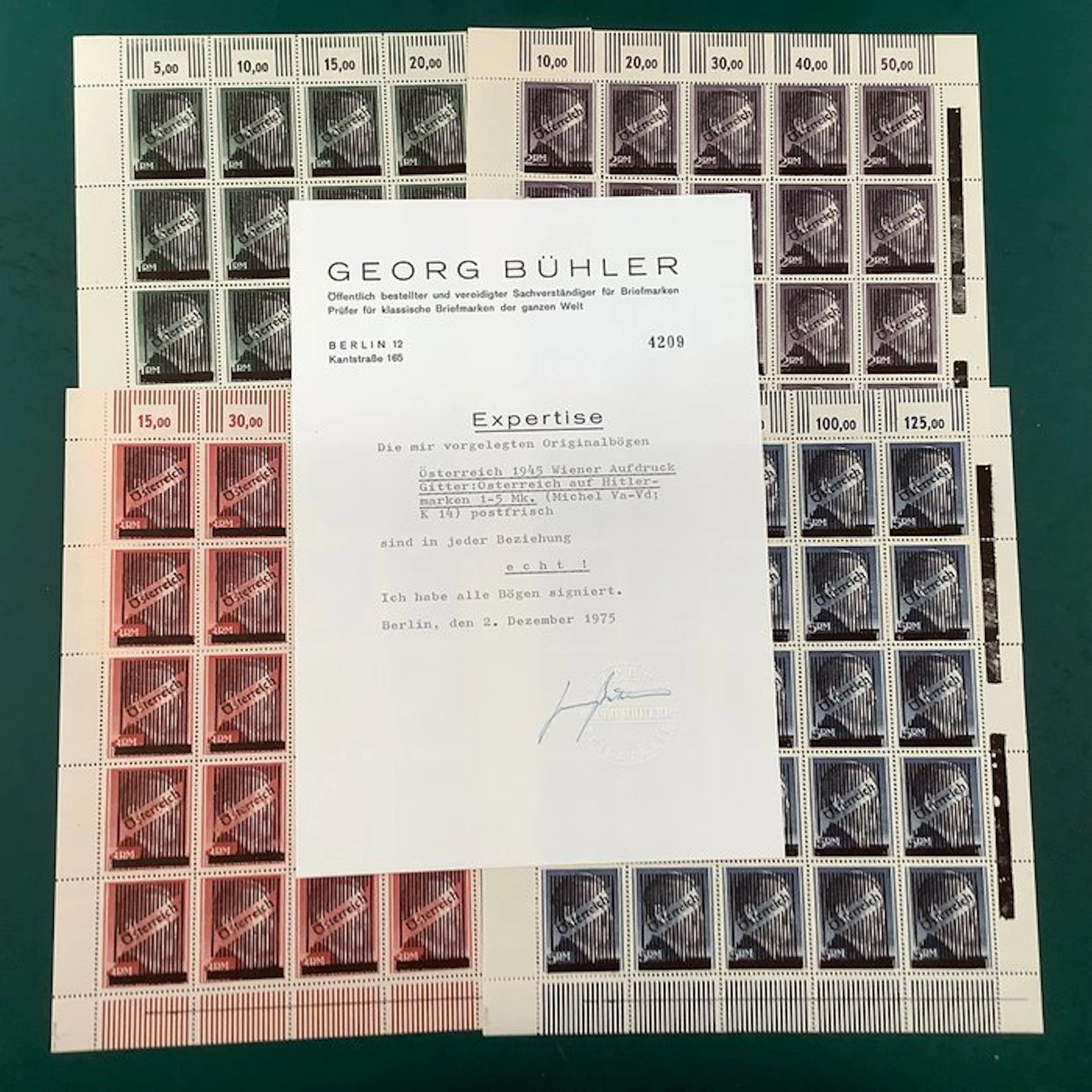 Austria 1945 - Grid overprint: The unissued stamp values...