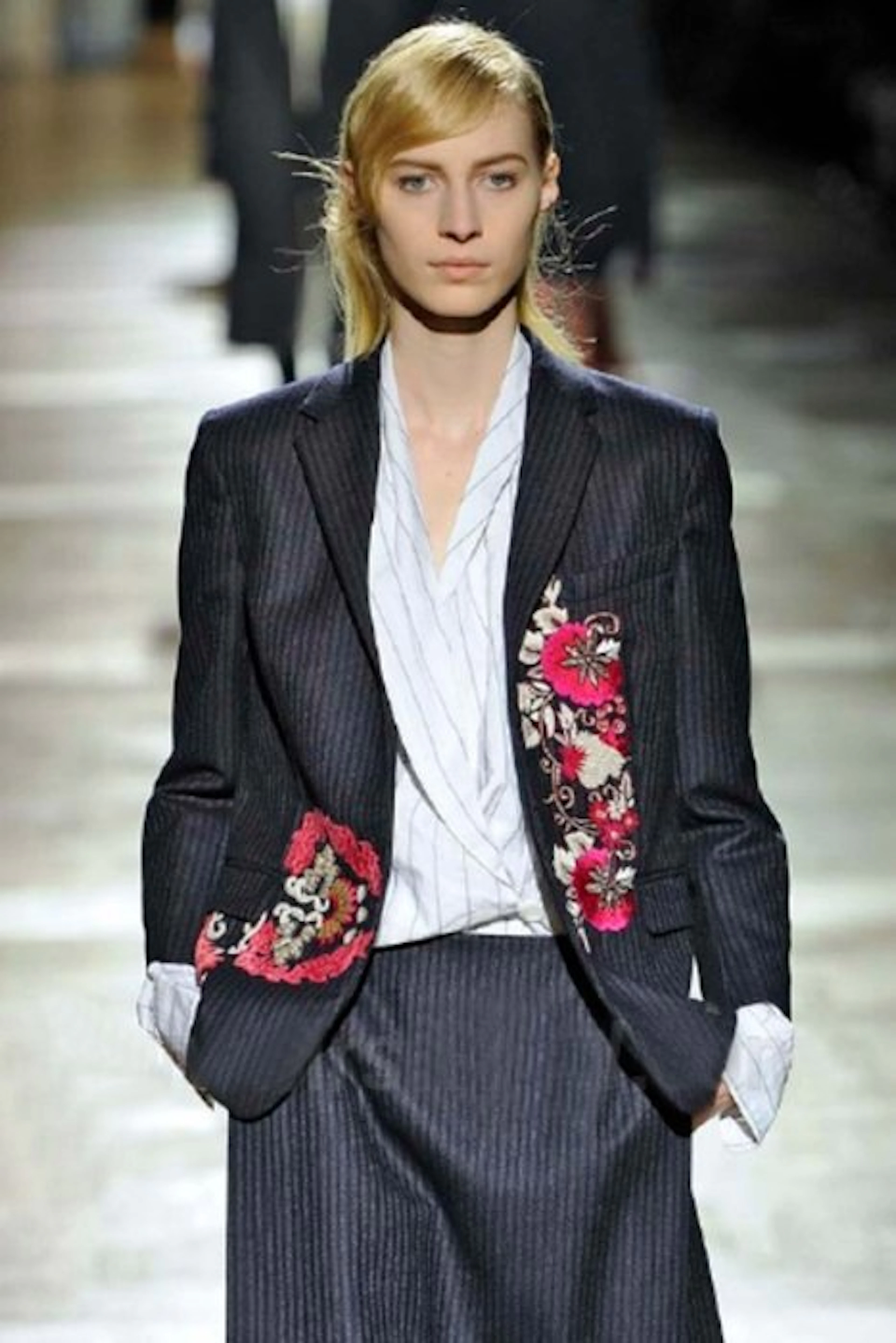 Dries van Noten - Runway Piece - Wool Pinstripe Embroidered Jacket - Blazer