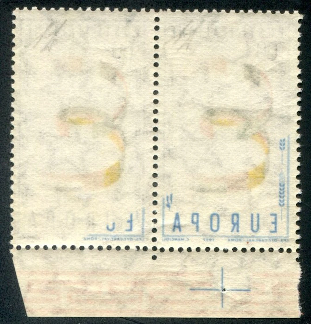 Italian Republic 1956 - Europe 1957 60 lire with a clear partial decal