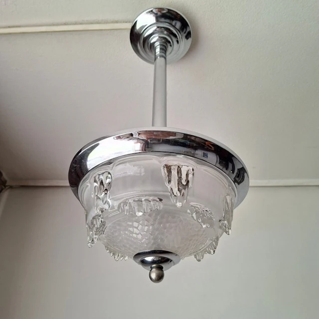 Ezan France - Ceiling lamp - Chrome-plated copper. Pane glass