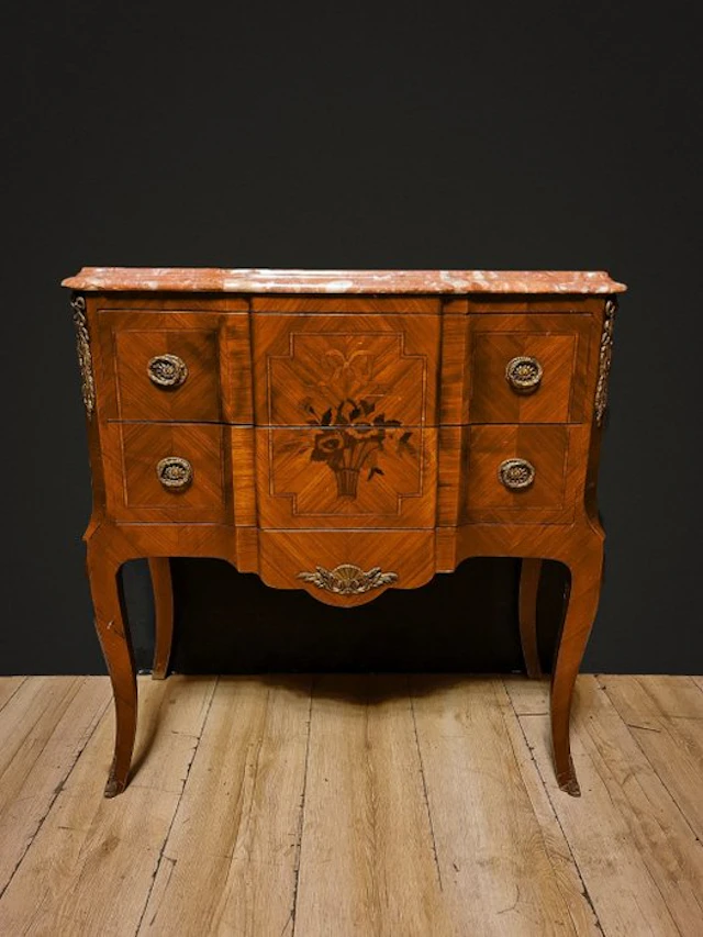 Chest of drawers - Marble, Bronze, Wood - Antique commode