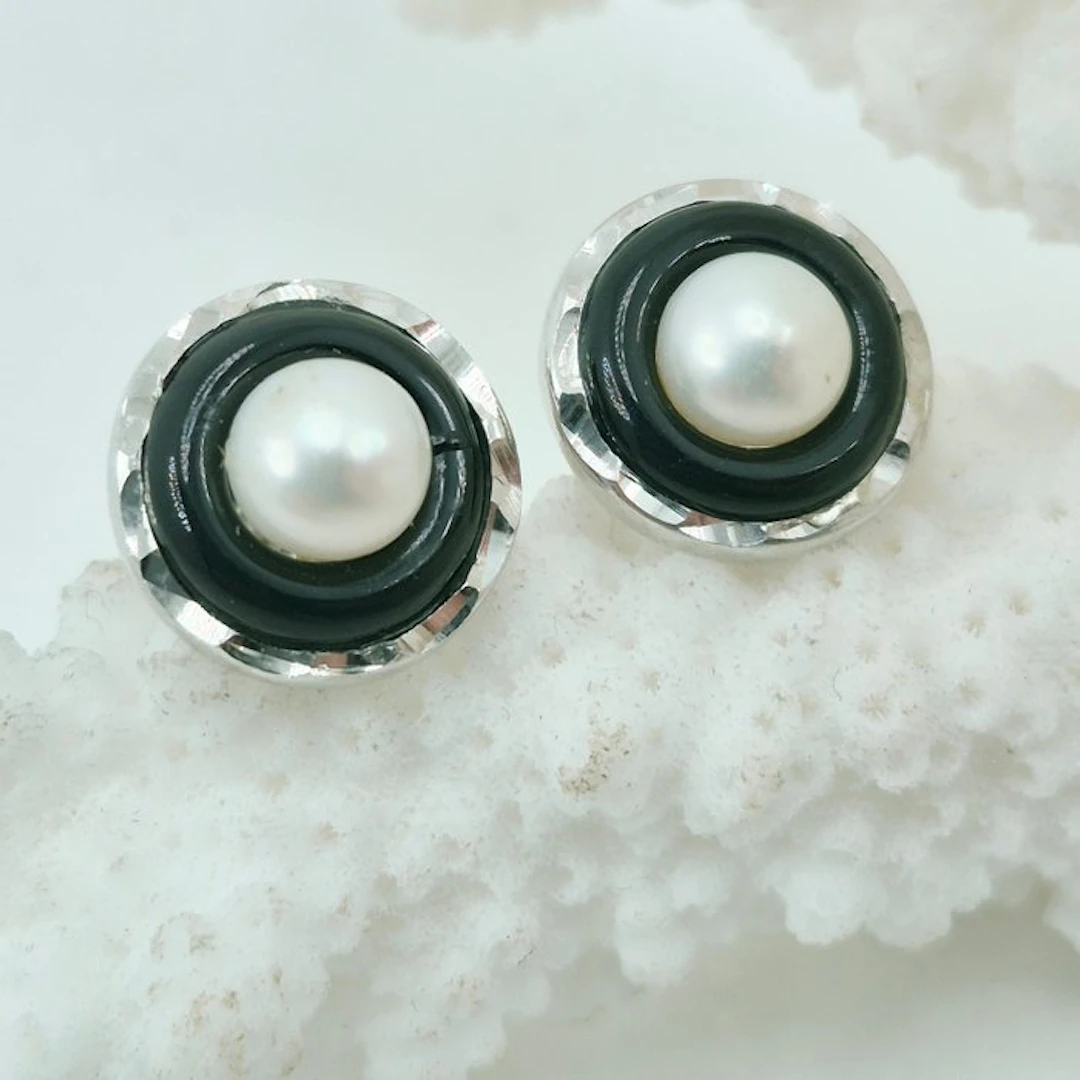 Silver, No Reserve - Earrings - Cultured pearls, on ice
