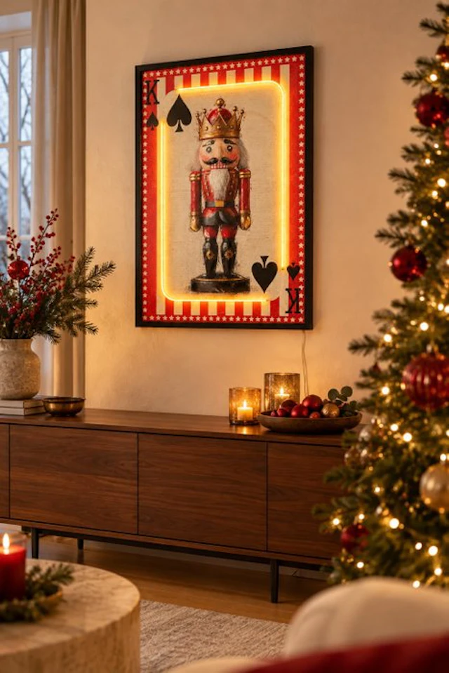 Illuminated wall panel 'King of Spades' with nutcracker –...