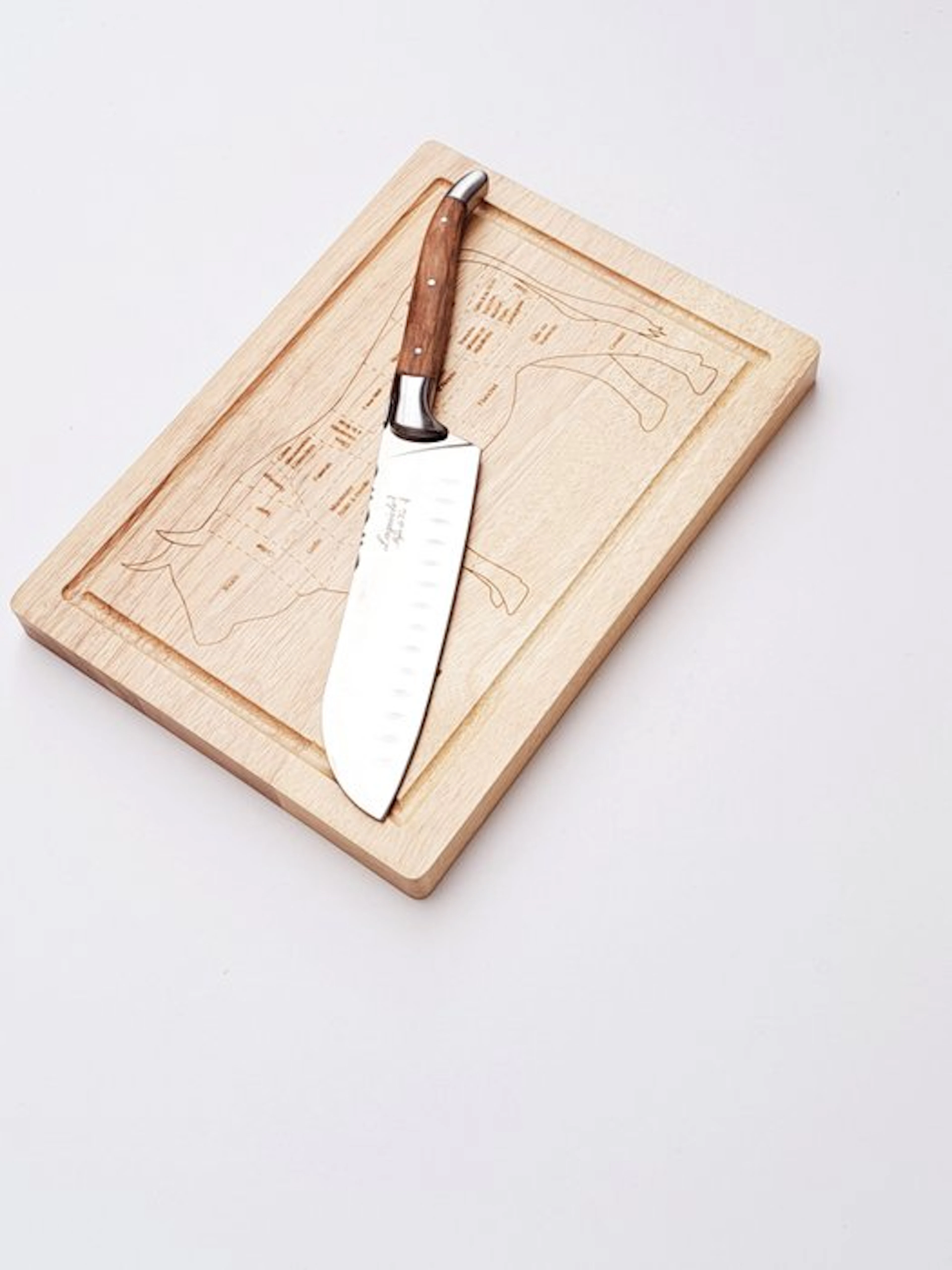 Laguiole - Santoku Knife - with cutting board - Olive...