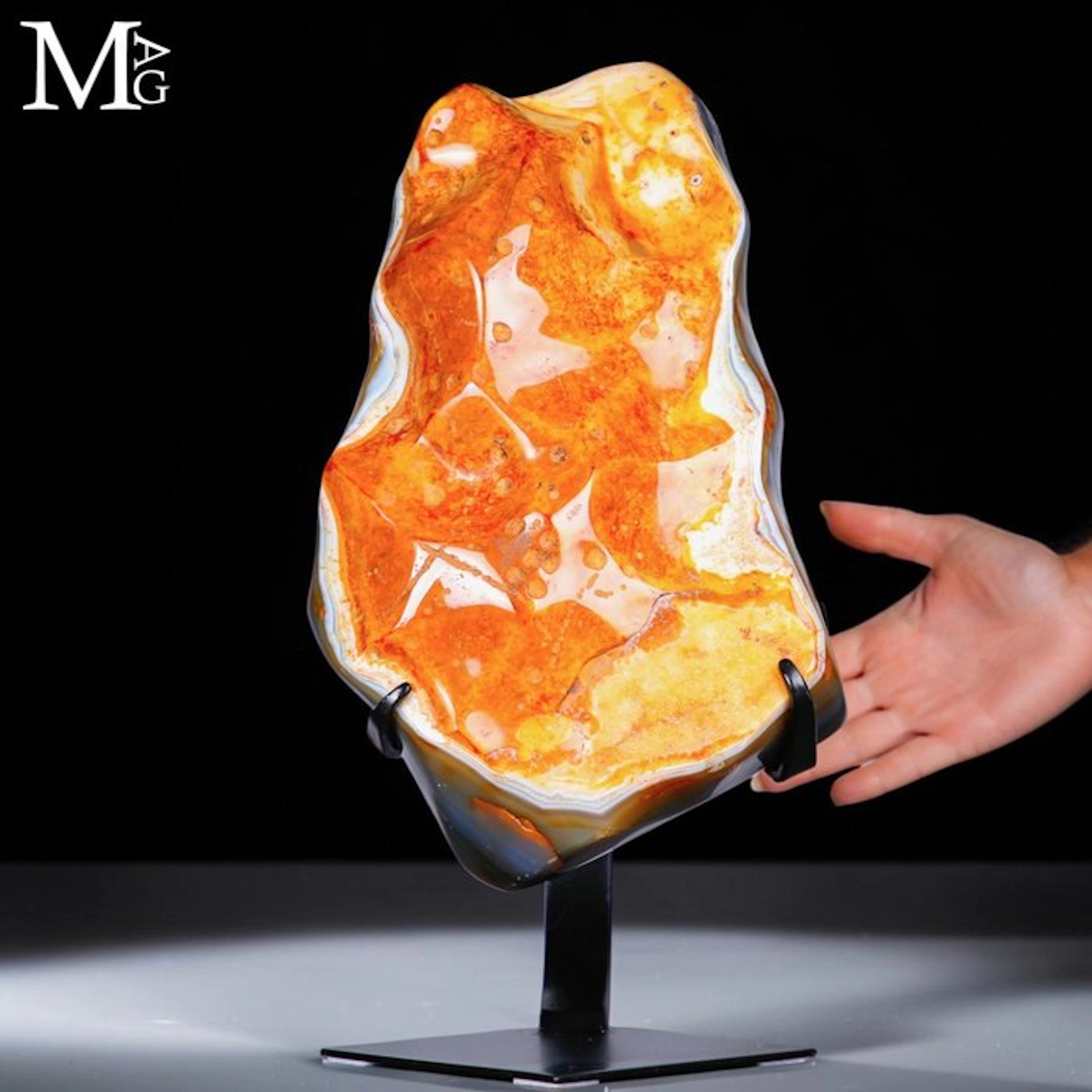 Vibrant Sun-Kissed Orange and Golden Agate Geode Specimen...
