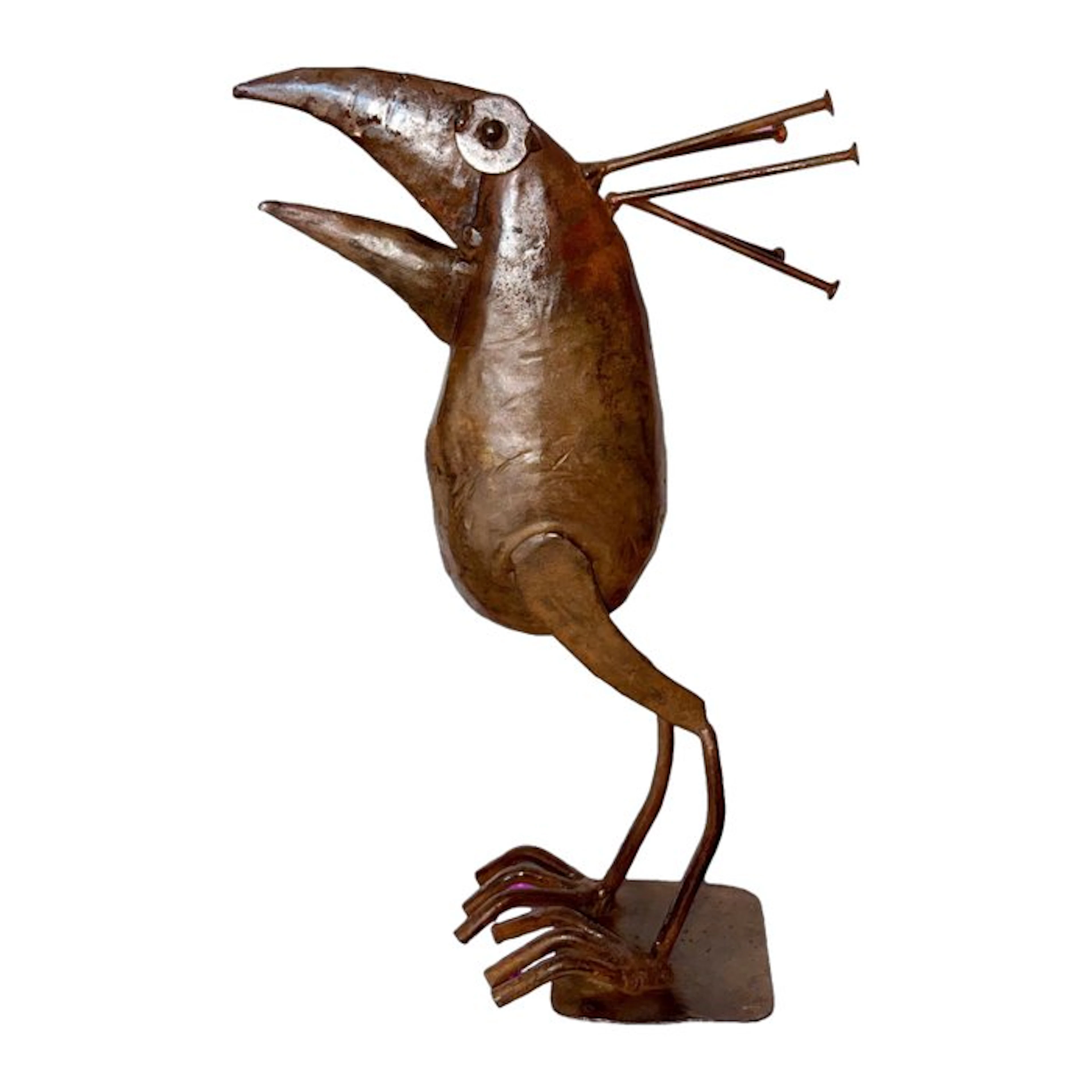 Sculpture, Oiseau à crête en métal vernis - 32 cm - Fer Vernis