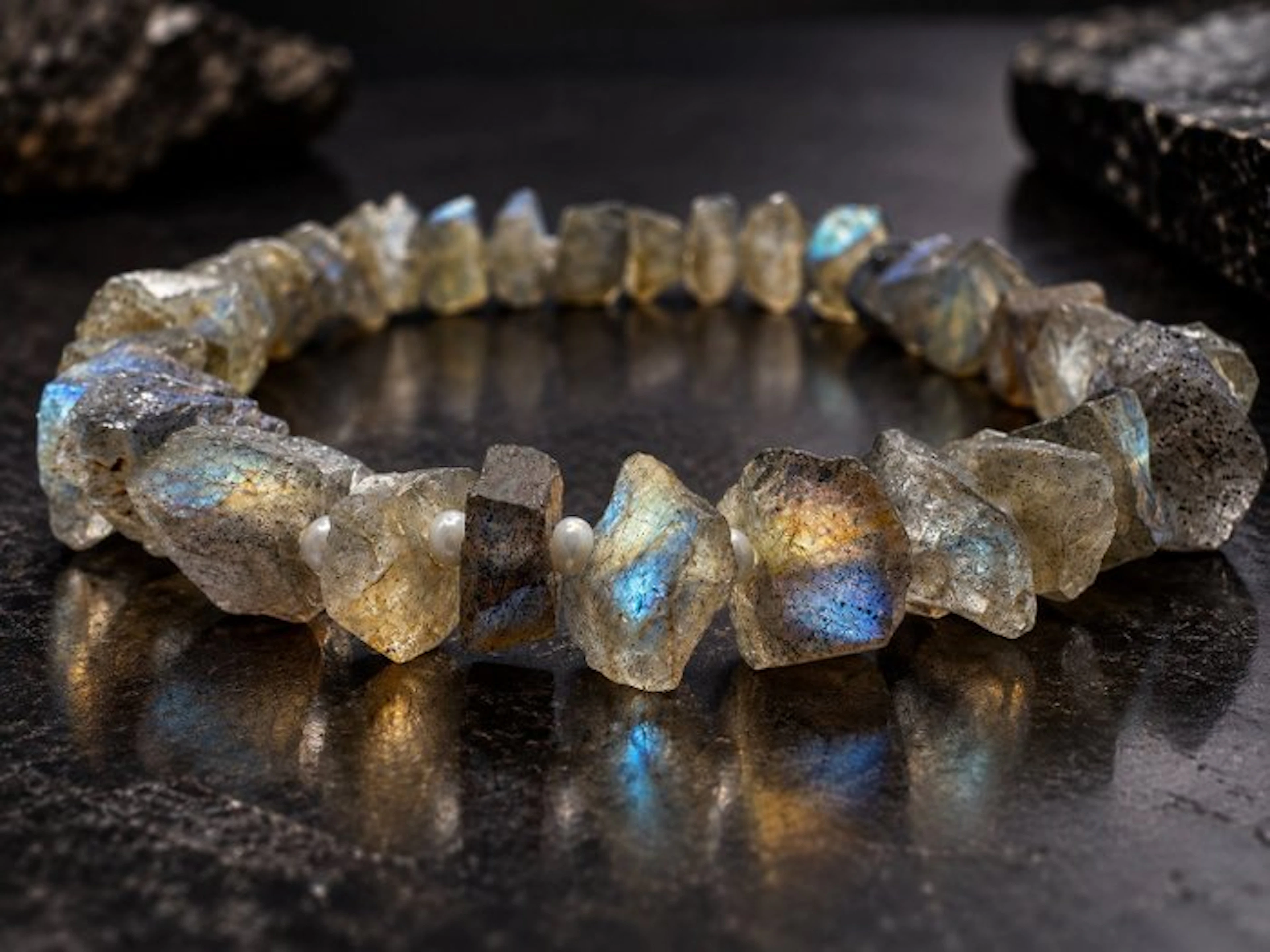Madagascar Labradorite - Bracelet - AAA chunky beads