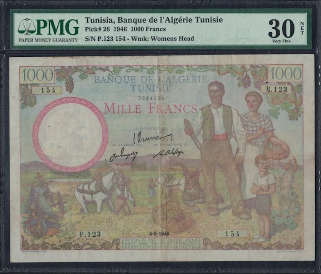 Tunisia. - 1000 Francs - 1946 - Pick 26
