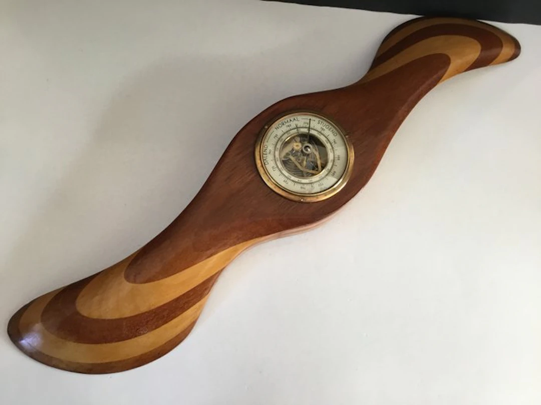 Scholz Barometer - Glass, Brass, rosewood wood - Propeller airplane