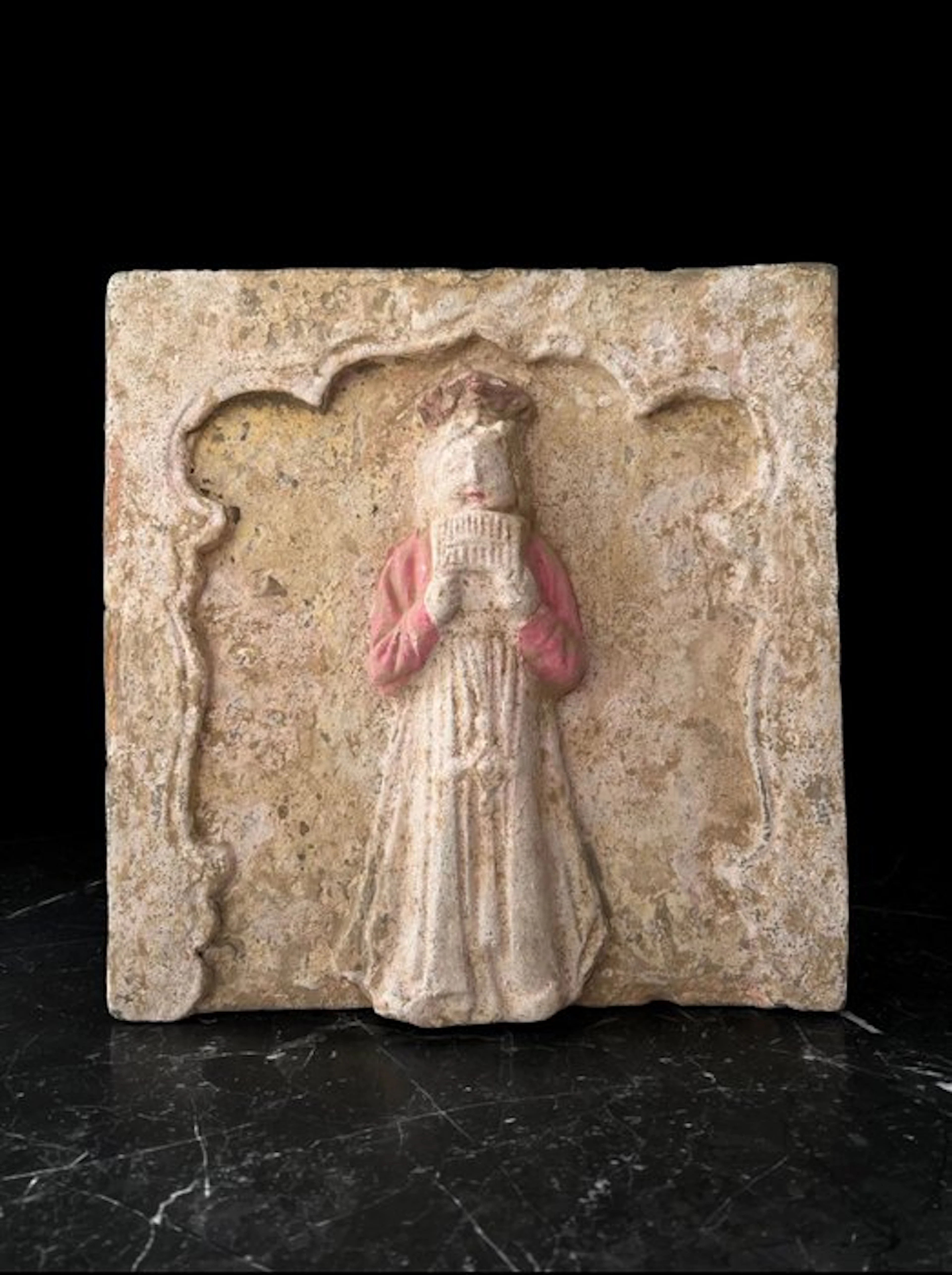 Ancient Chinese, Song Dynasty Terracotta Female Musician Tomb Tile - 30 cm