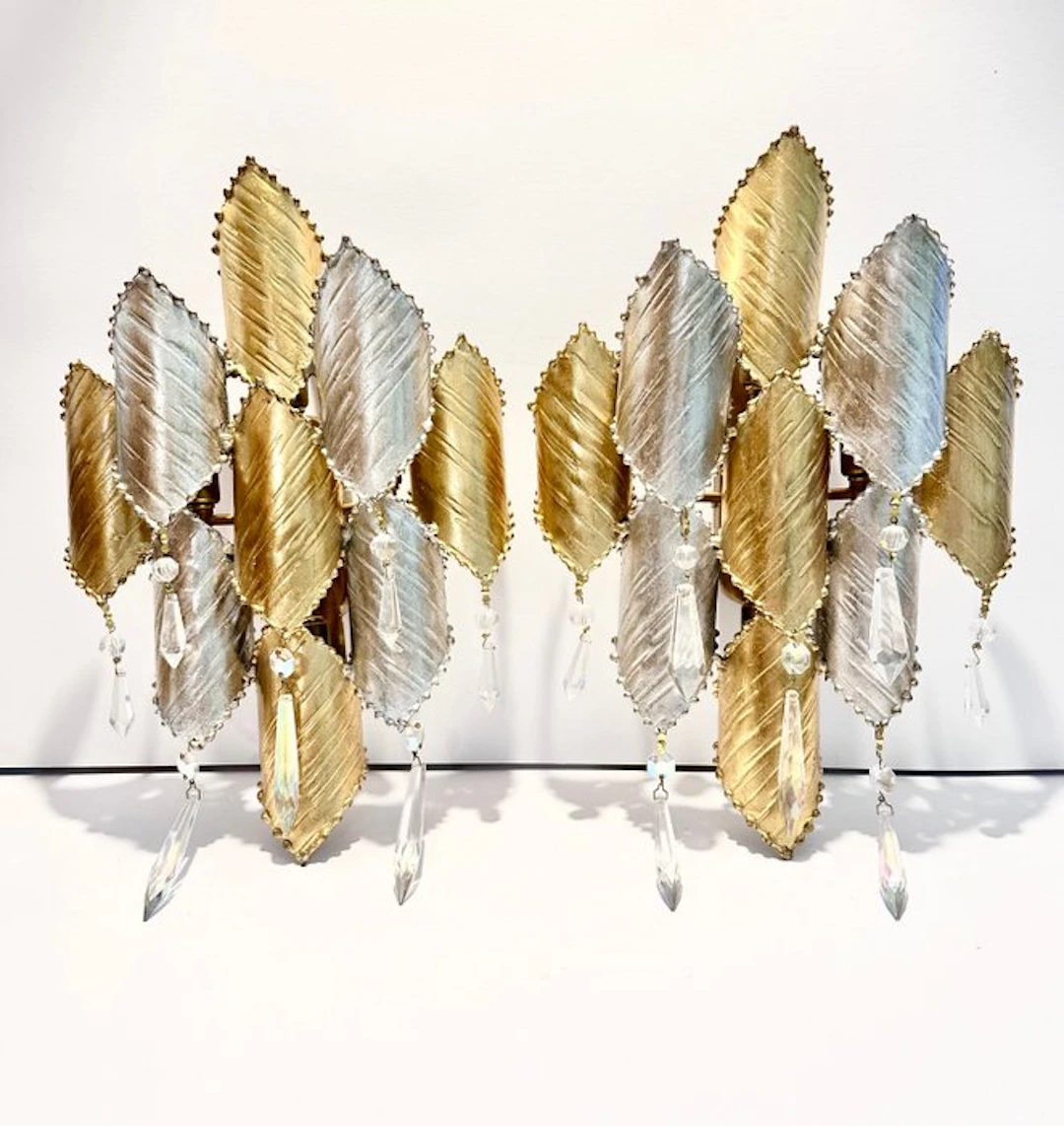 MM Lampadari - Wall lamp (2) - Rombo - Metal, Gold and silver leaf