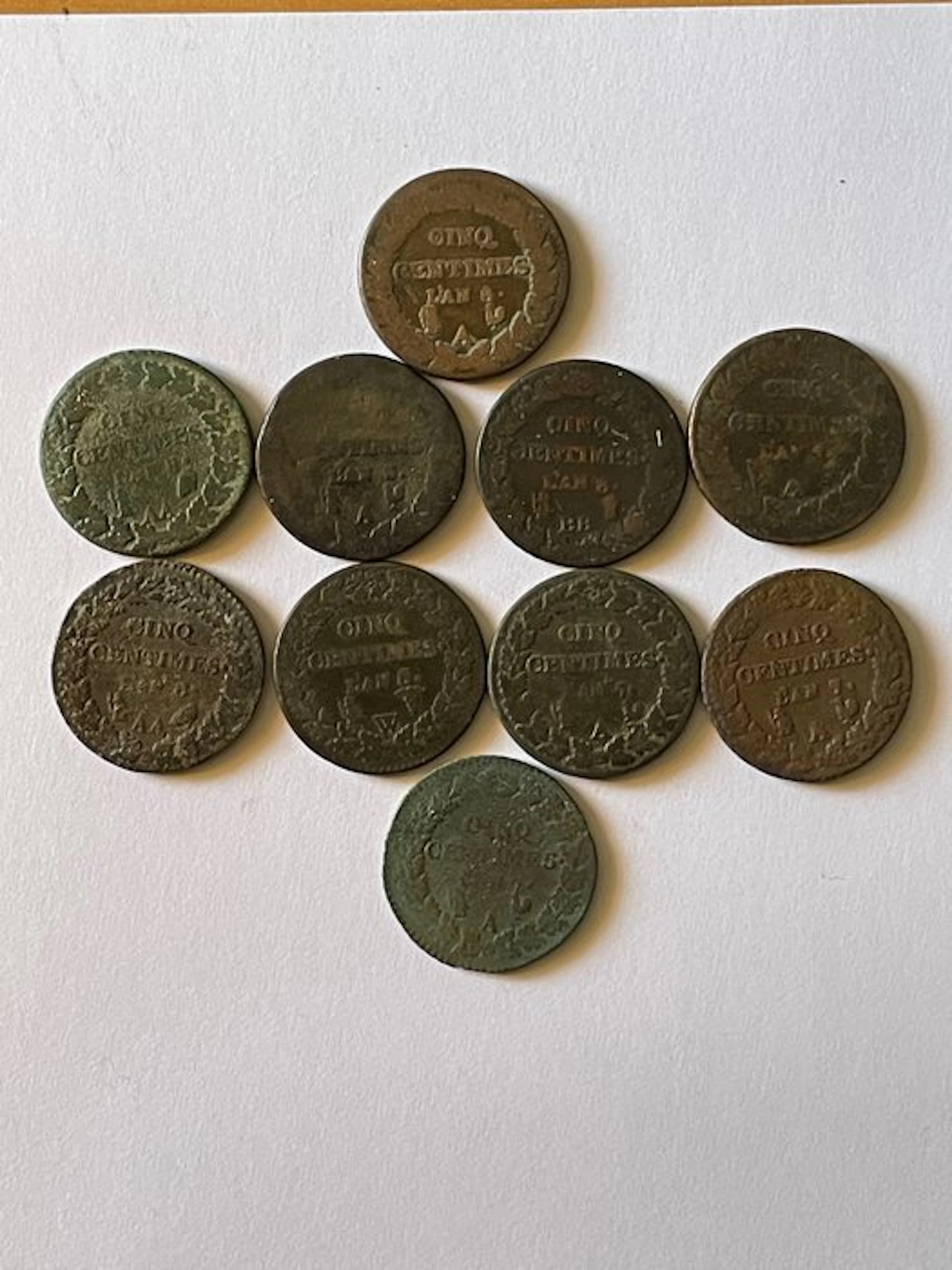 France. 5 Centimes Dupré (lot de 10 monnaies) (No reserve price)
