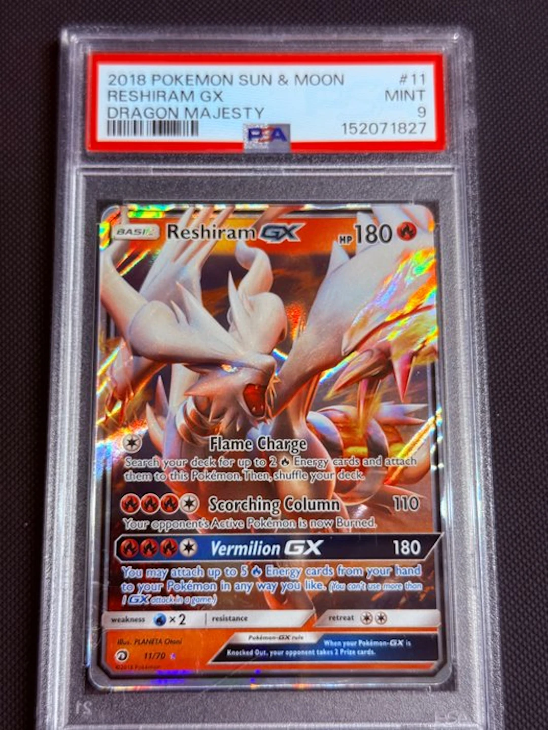 Pokémon - 1 Graded card - Reshiram-GX 11/70 Foil