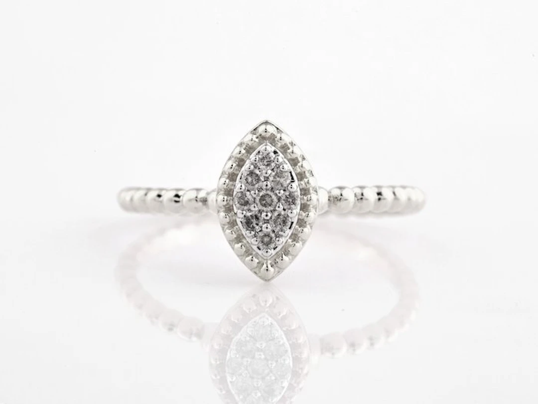 No reserve price - Ring - 14 kt. White gold - 0.10ct. tw. Diamond (Natural)