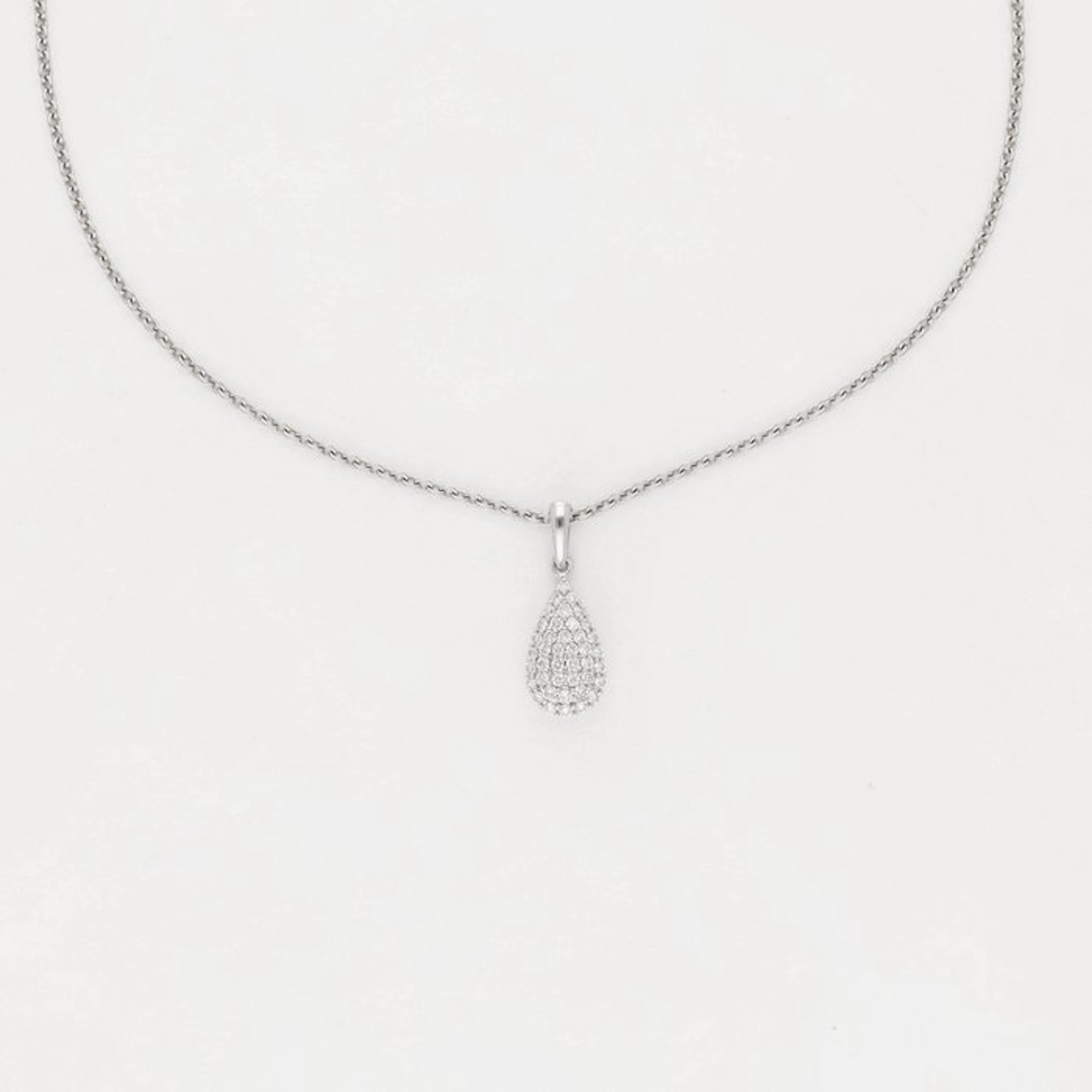 Necklace with pendant - 14 kt. White gold Diamond (Natural)