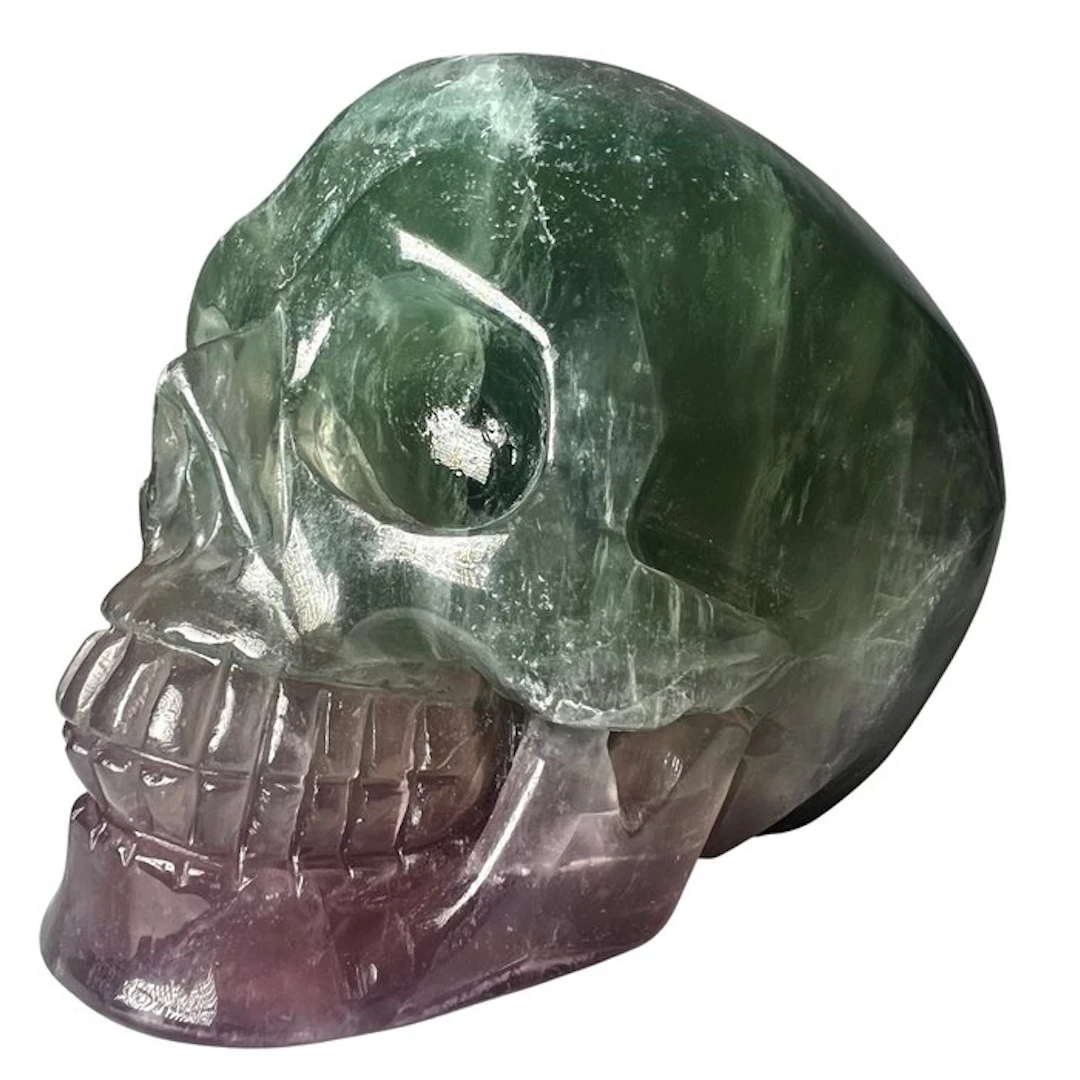 Premium Fluorite Skull Carving - Height: 80 mm - Width: 100 mm- 950 g - (1)