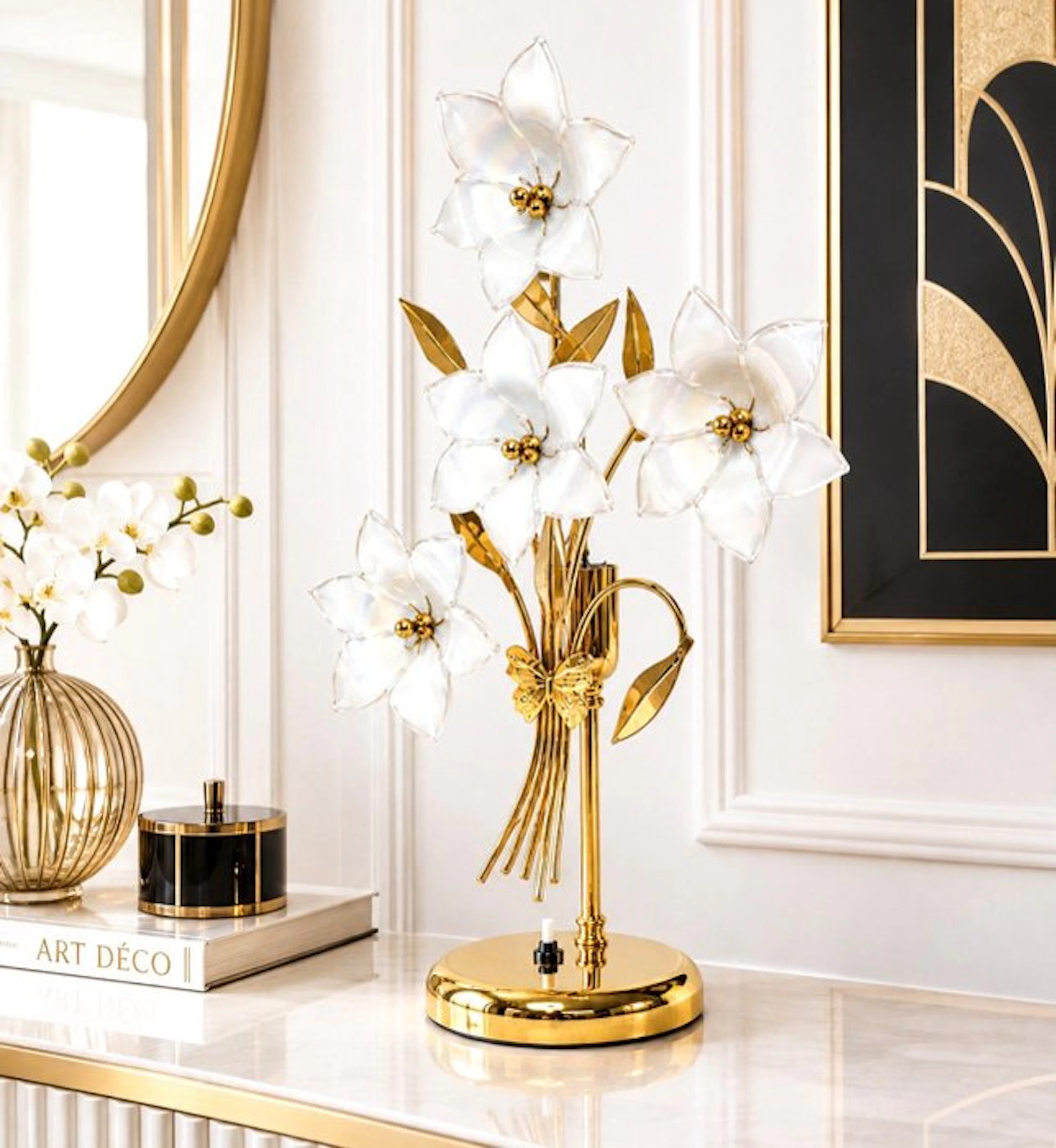 Lamp - Fleur - Brass - Solid brass structure with ears of wheat and leaves.