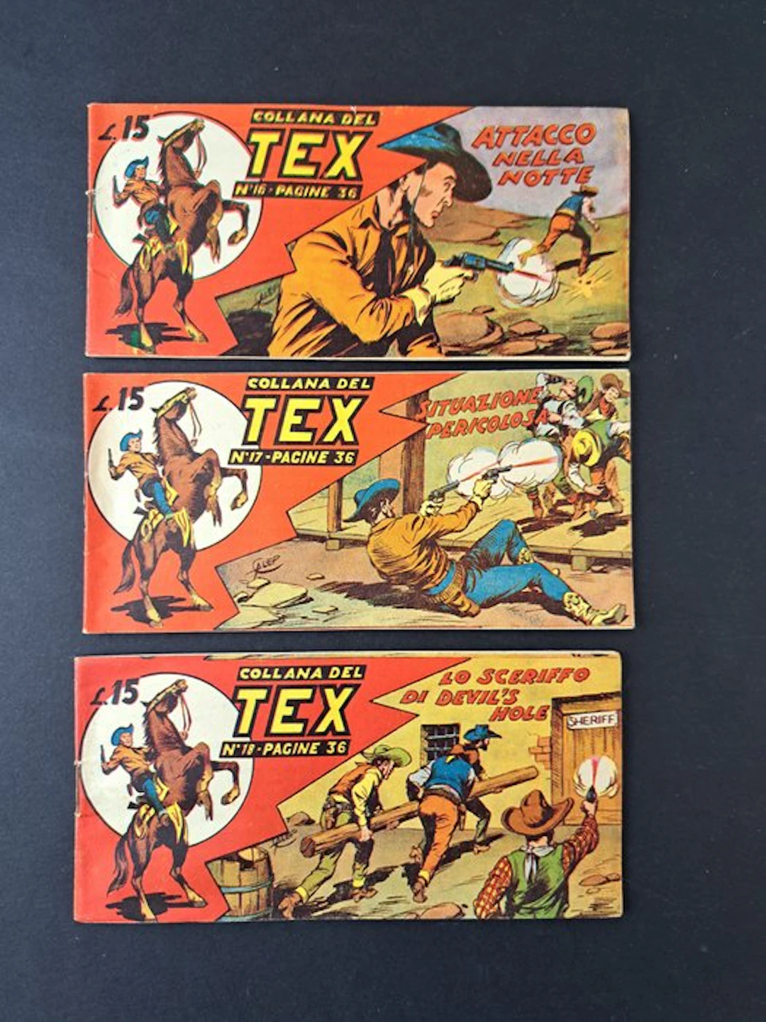 Tex: Attacco nella Notte e Altri Seconda Serie - 3 Comic - First edition - 1950