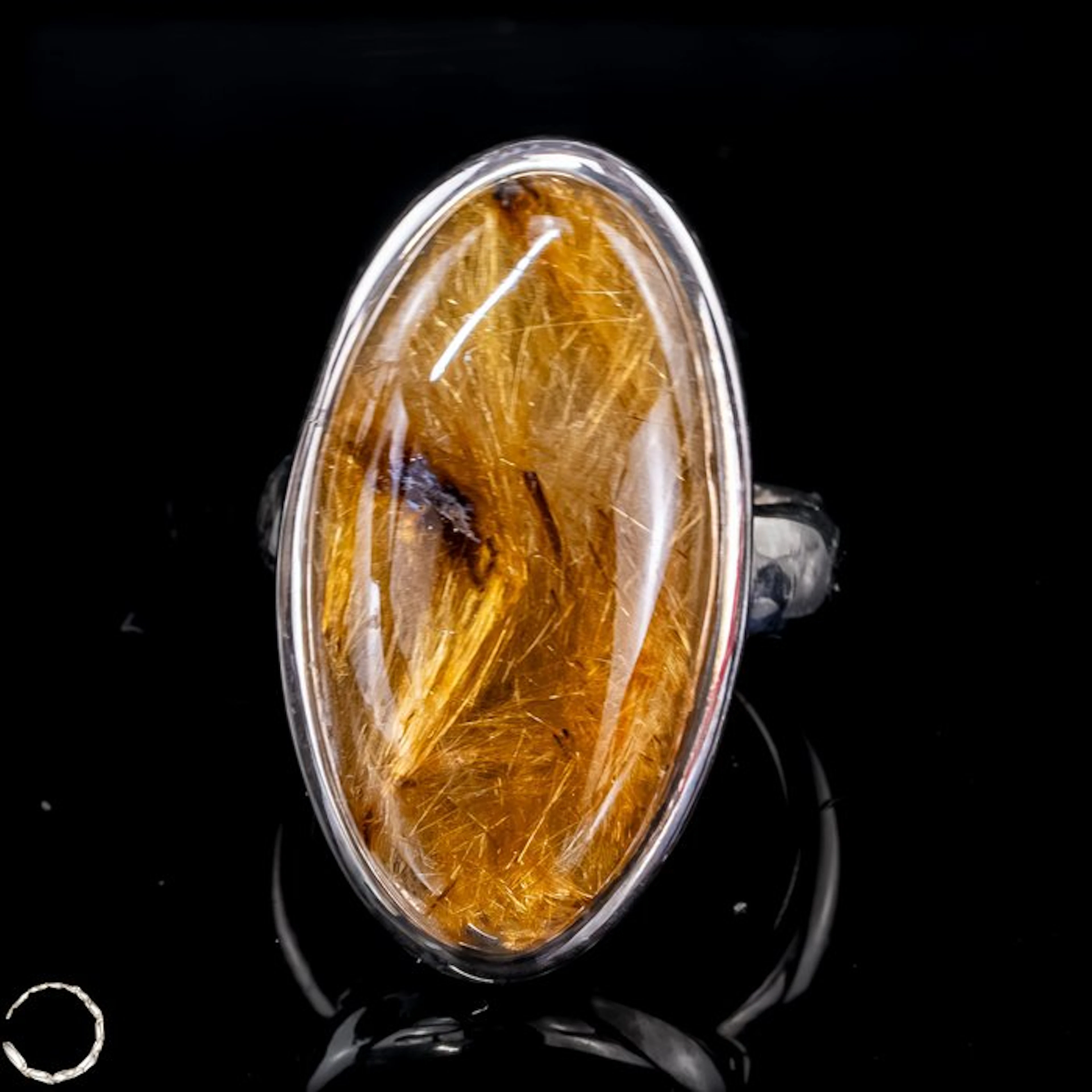 Natural rutile quartz crystal cabochon vintage ring 65.55 ct- 13.11 g