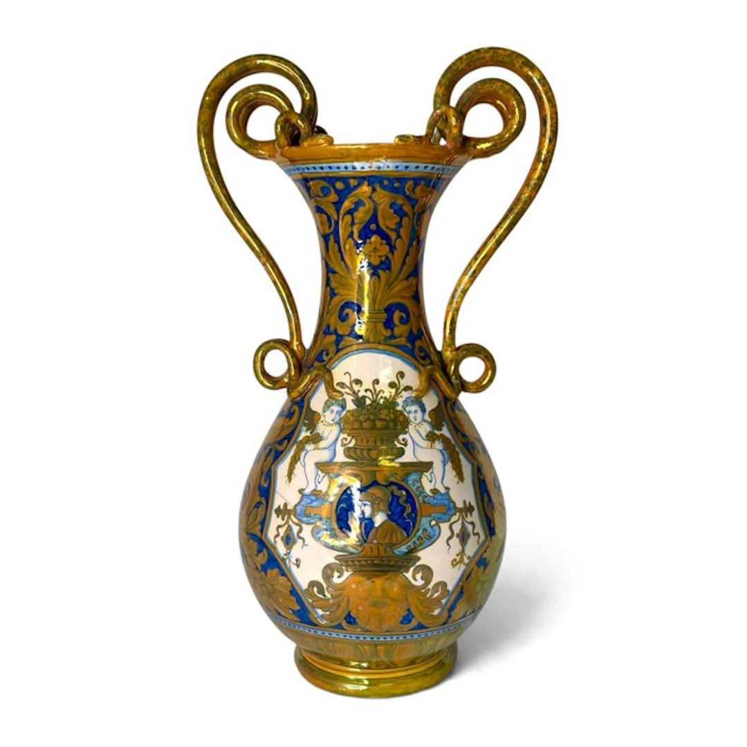 Rubboli - Double handled vase - maiolica