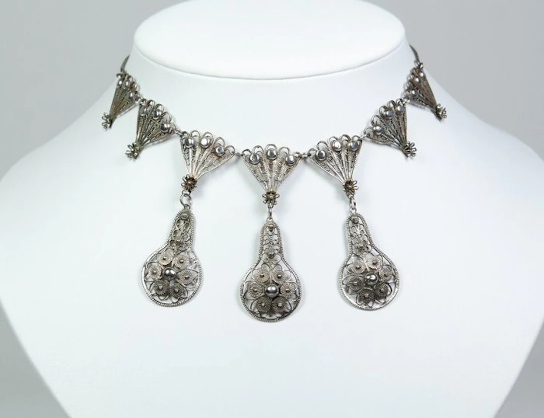 - 925 silver - filigree - Necklace with pendant