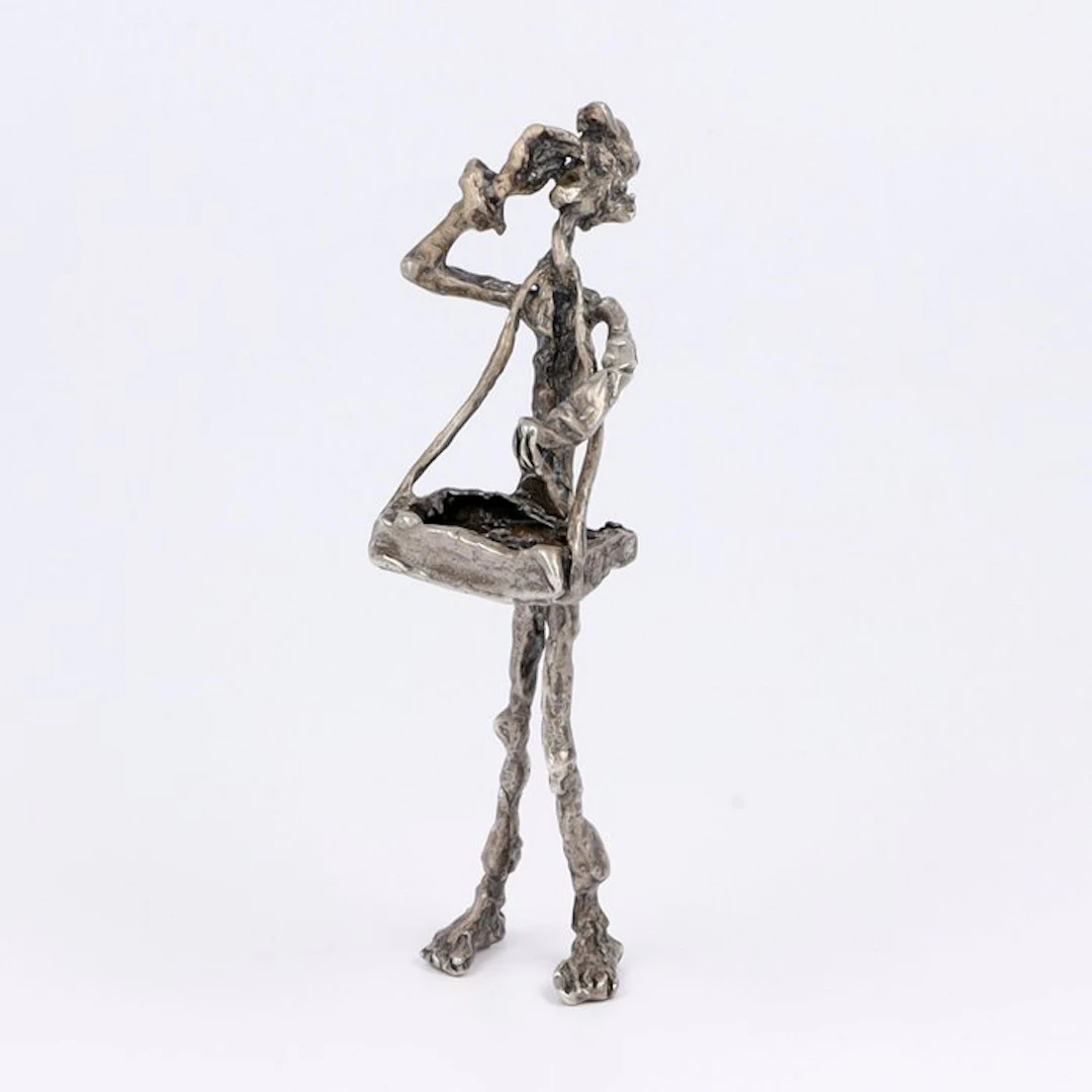 Statuette, Straatverkoper. - 10.5 cm - .925 silver