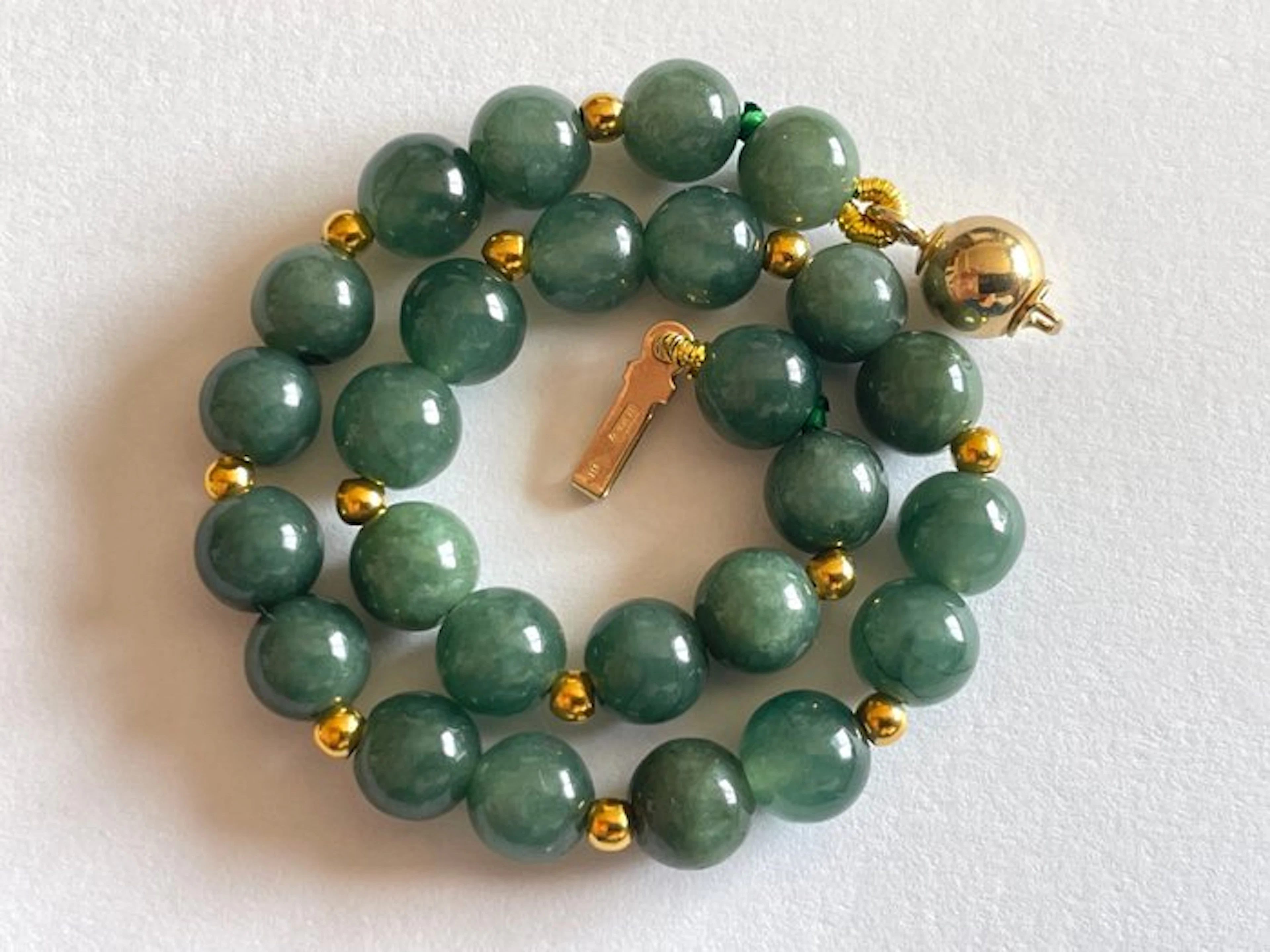 Green jadeite (A) Certified - 18 karat (750) gold - Bracelet