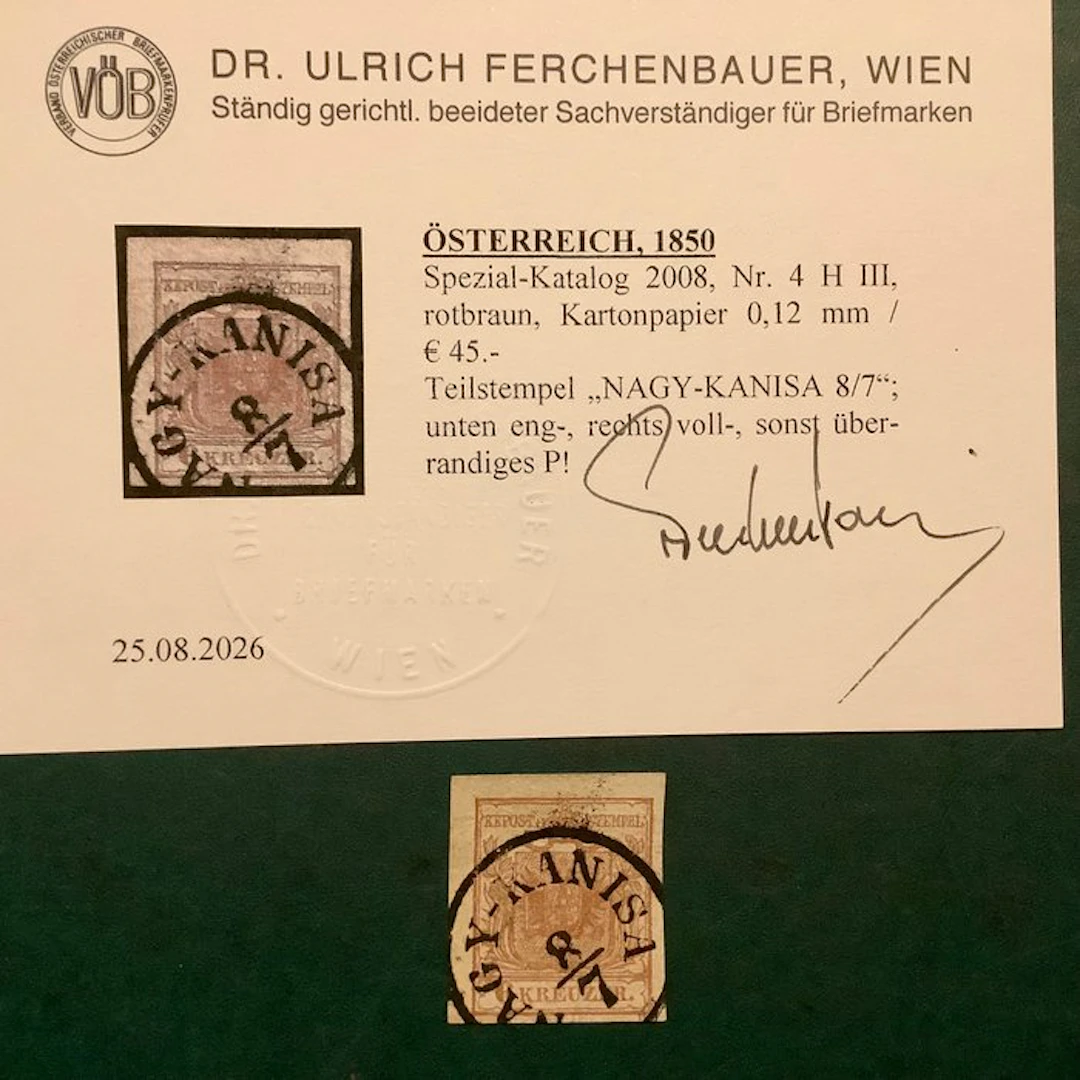Austria 1850 - 6 Kreuzer double eagle with stamp...