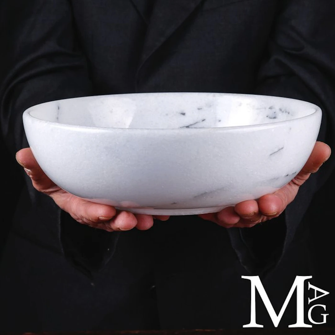 Ibiza White Marble Bowl – Natural Elegance - Height: 80...