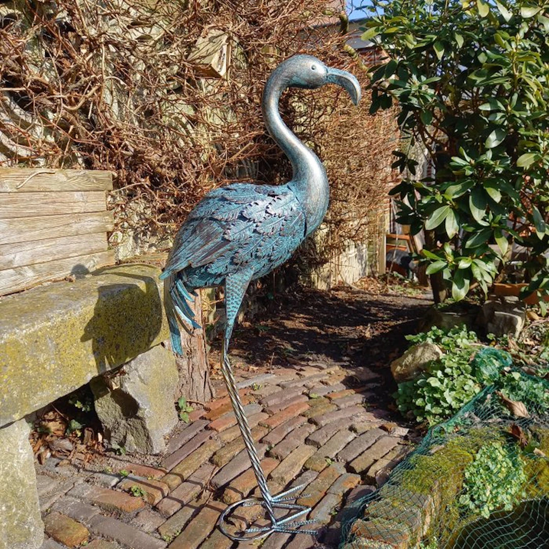 Sculpture, "Standing Flamingo" - 90 cm - Metal