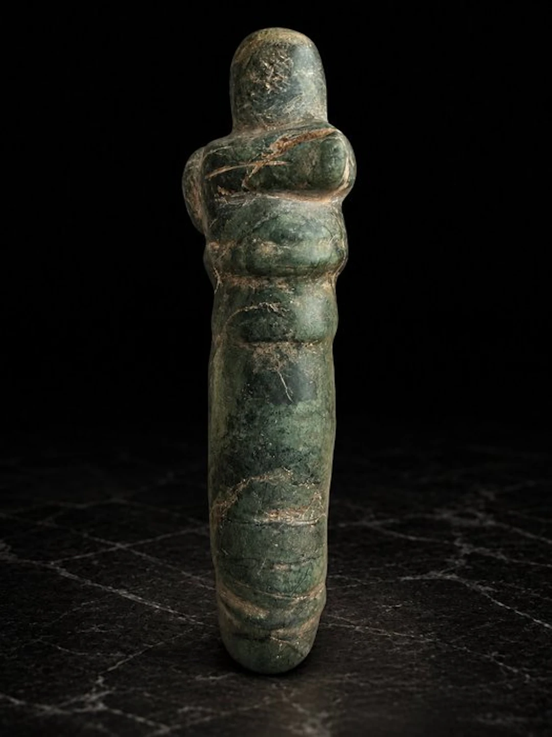 Taino Culture 10th to 15th Century AD Stone Phallic-shaped jadeite scepter