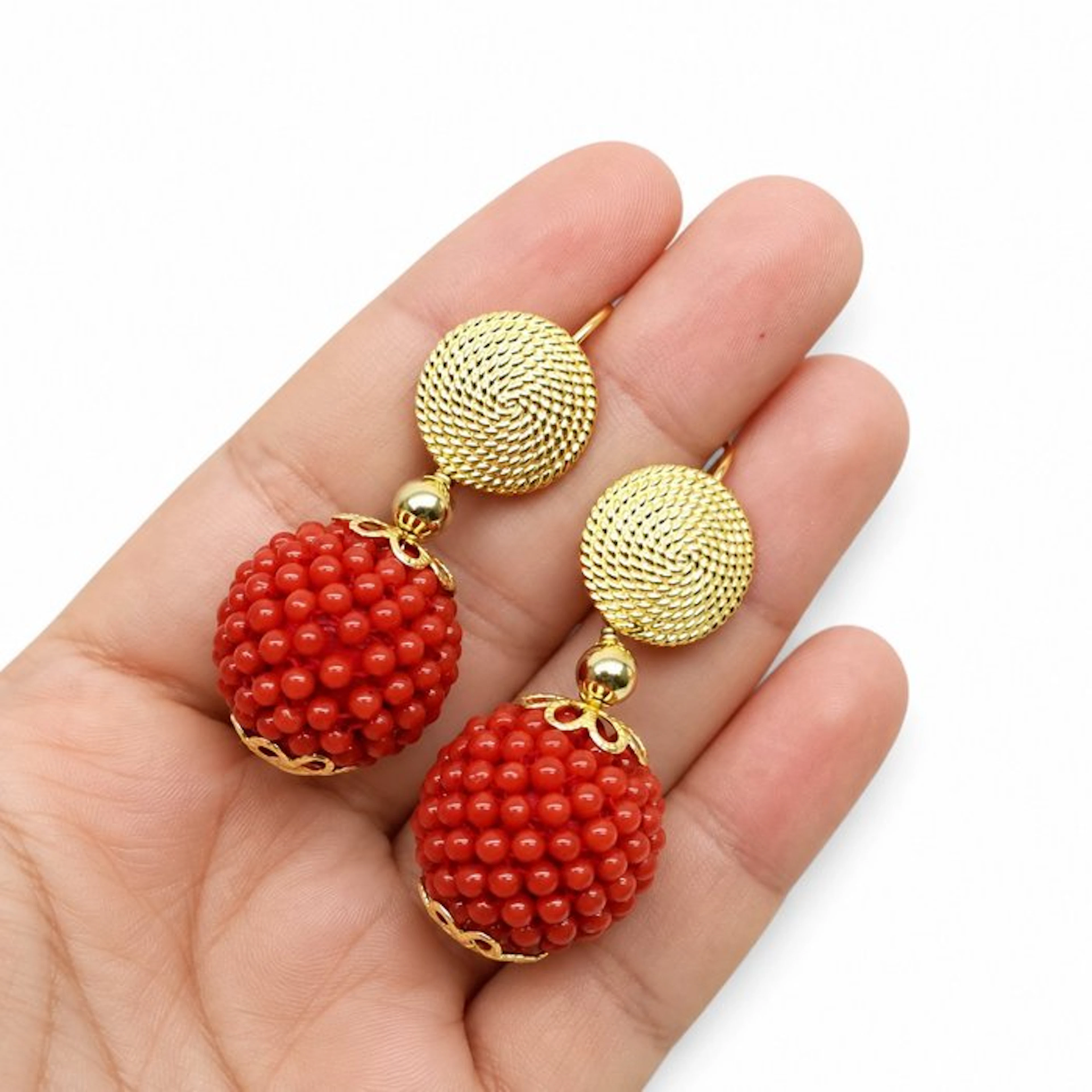 Blood Coral - Silver - Earrings - handmade