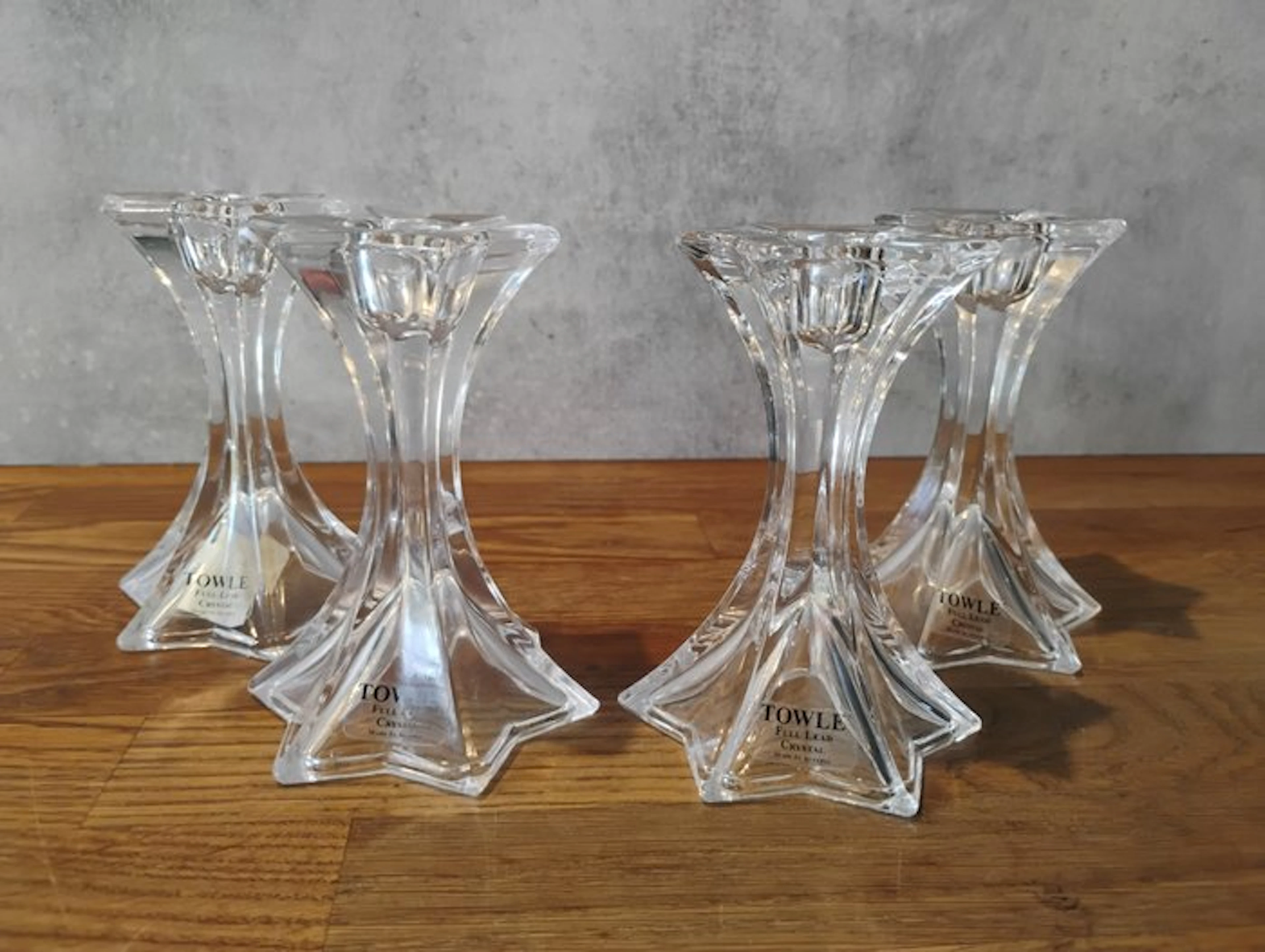 Towle Silversmiths - Candleholder Firestar (4) - Crystal - 4 Towle candlesticks