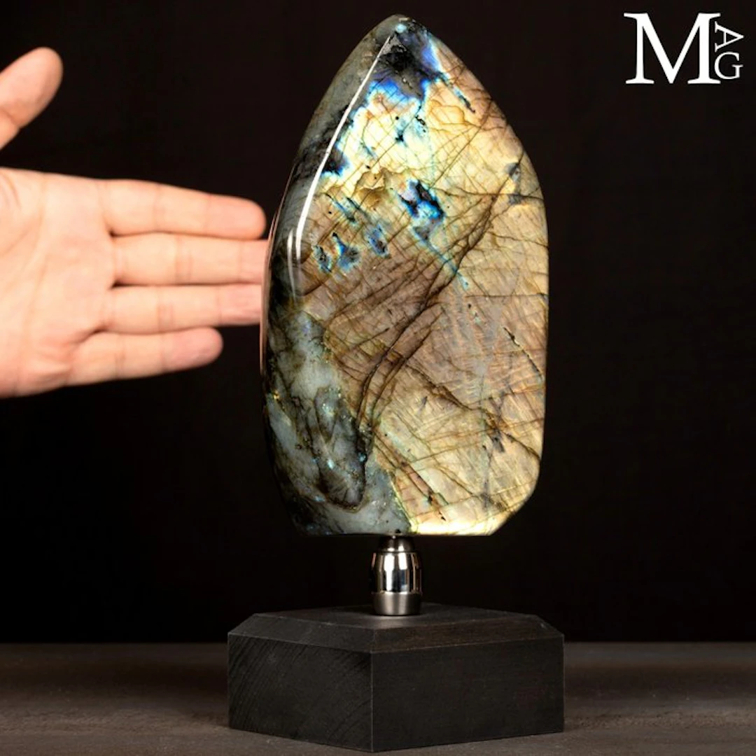 Labradorite with Golden and Orange Reflections - Elegant...