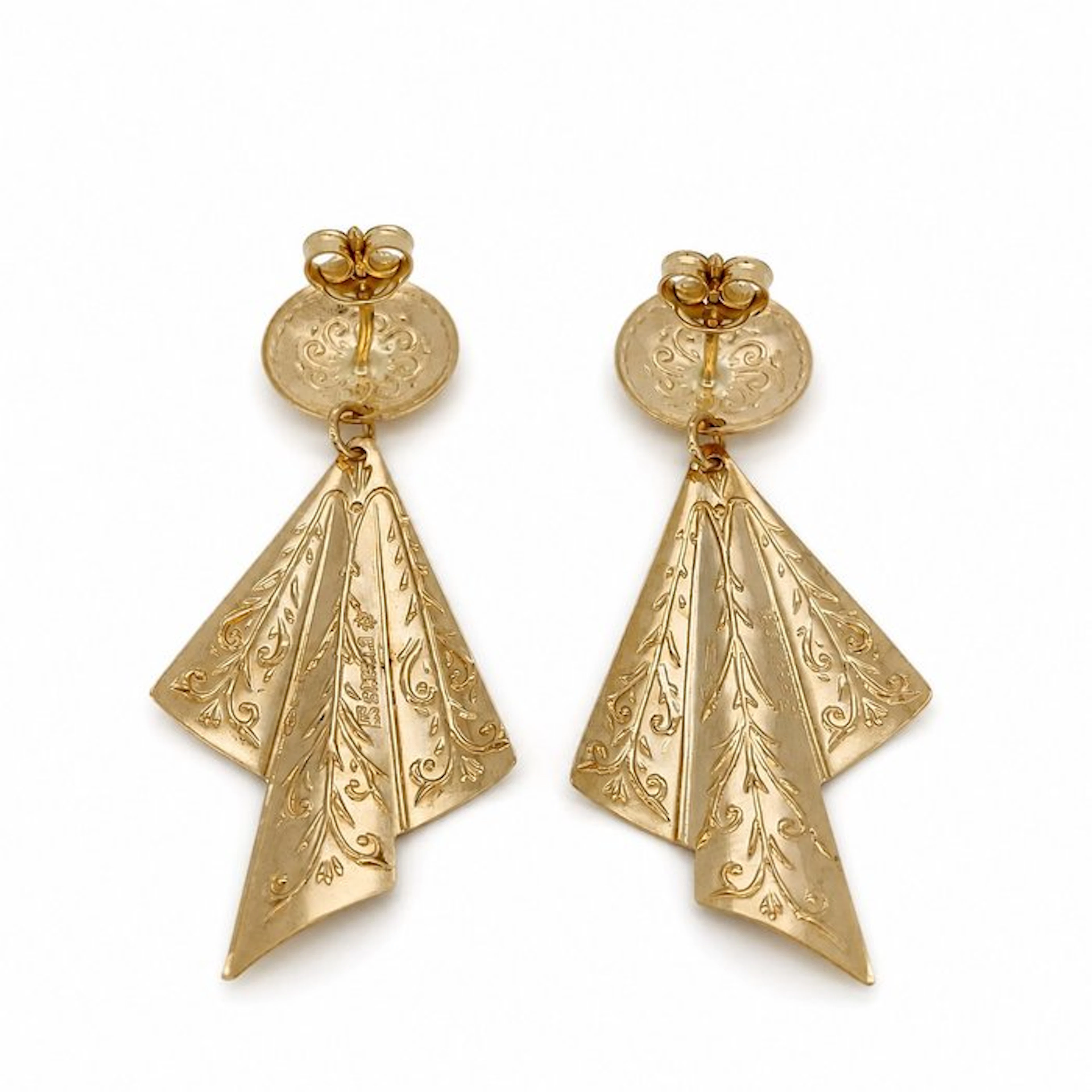 Earrings - 18 kt. Yellow gold - Made in Italy - Handmade