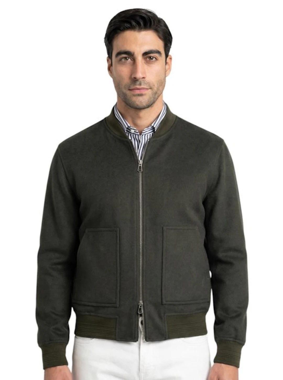 ISAIA NAPOLI - 50 IT - Varsity Bomber Jacket Dark Green...