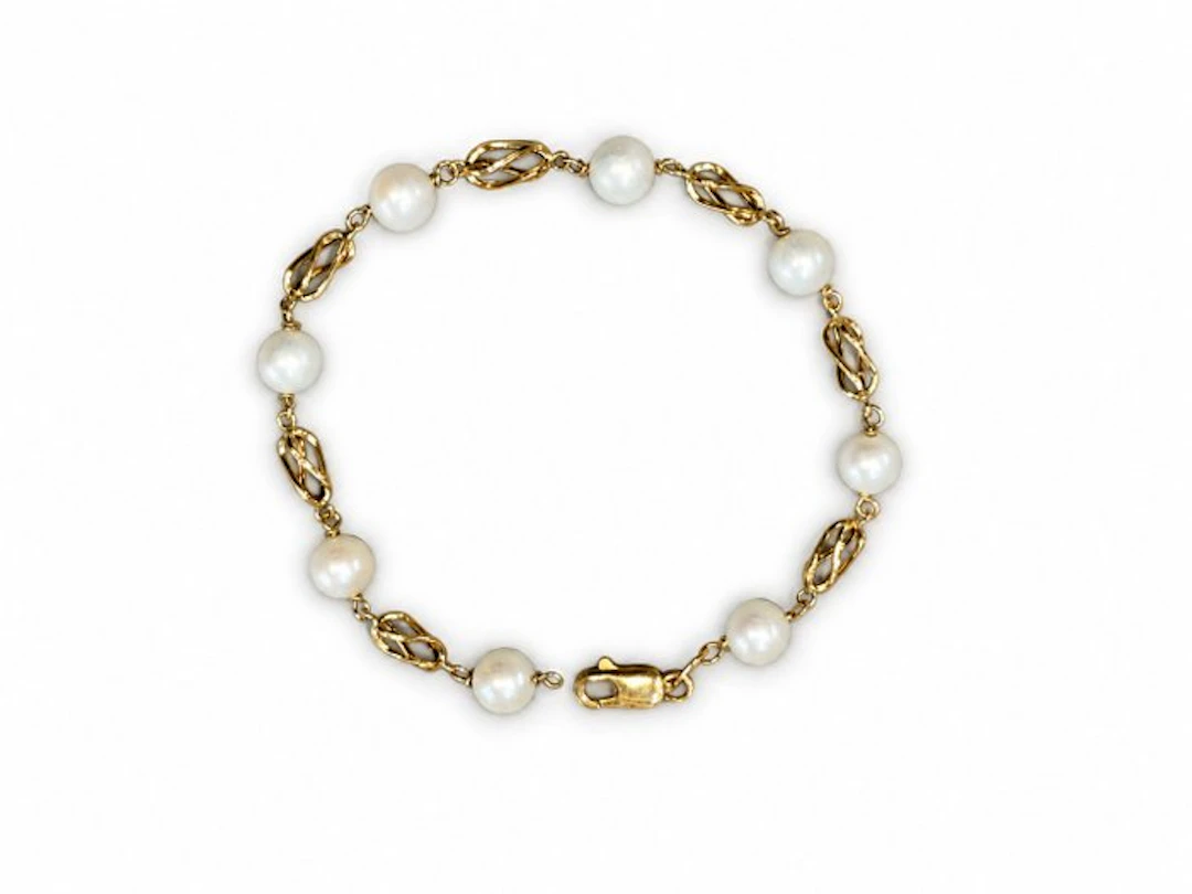 Bead bracelet - 18 kt. Yellow gold Pearl