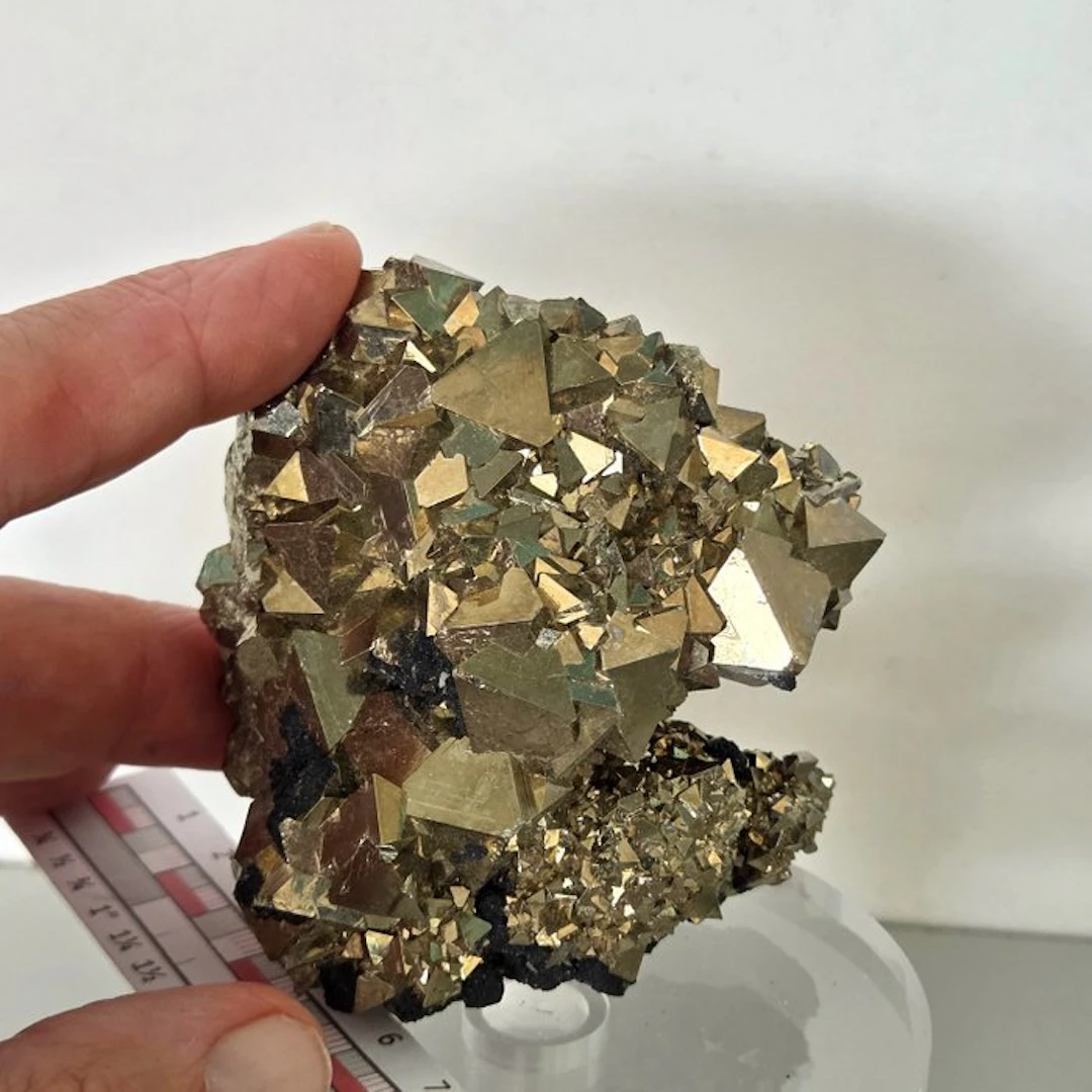 High-quality pyritohedral pyrite Crystal cluster - Height...
