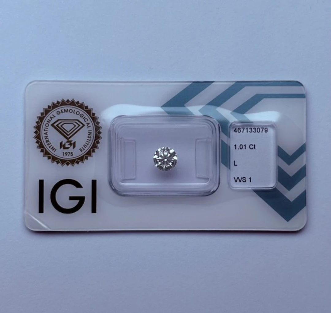 1 pcs Diamond (Natural) - 1.01 ct - Round - L - VVS1...