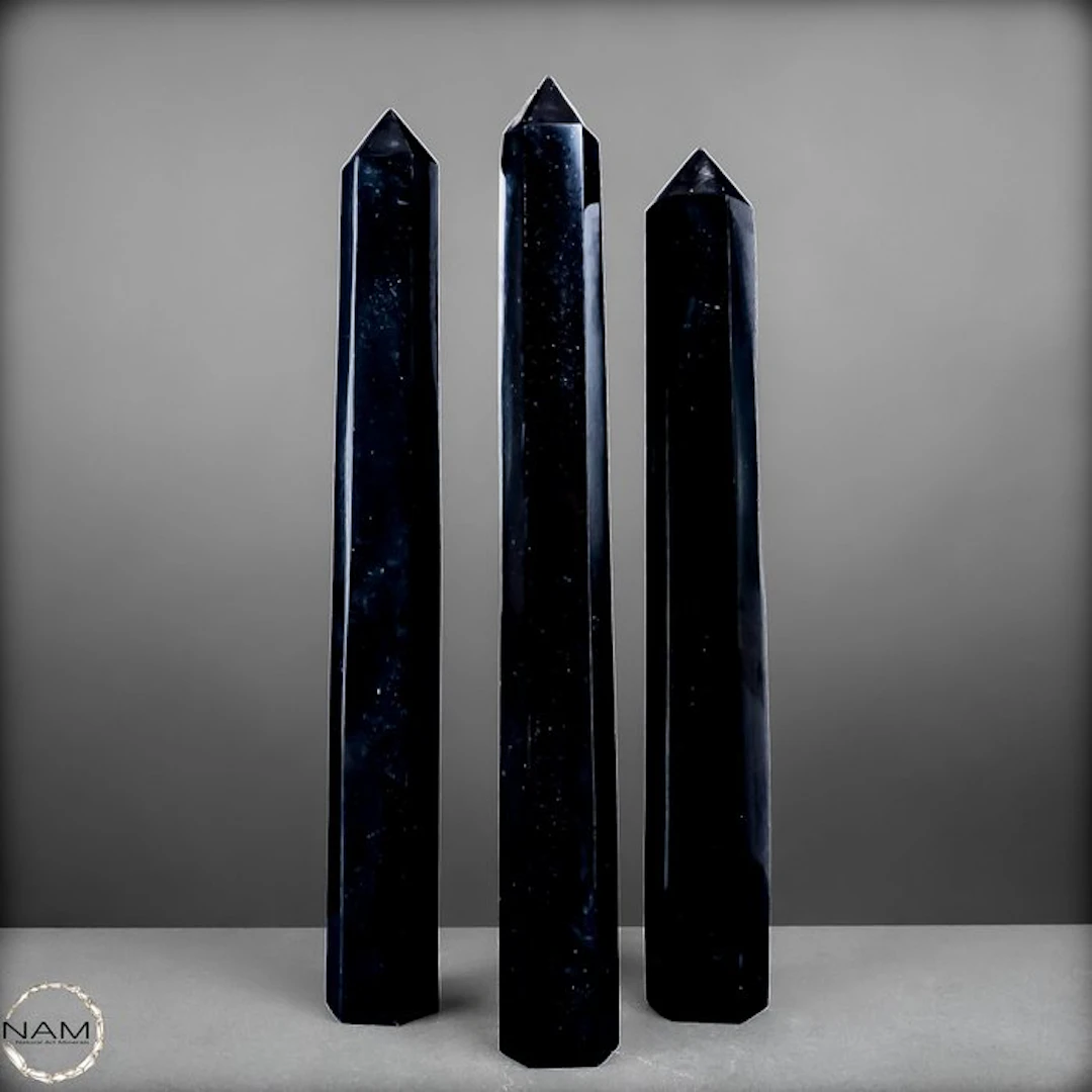 Black Tourmaline Obelisk Set – 3 powerful natural stone...