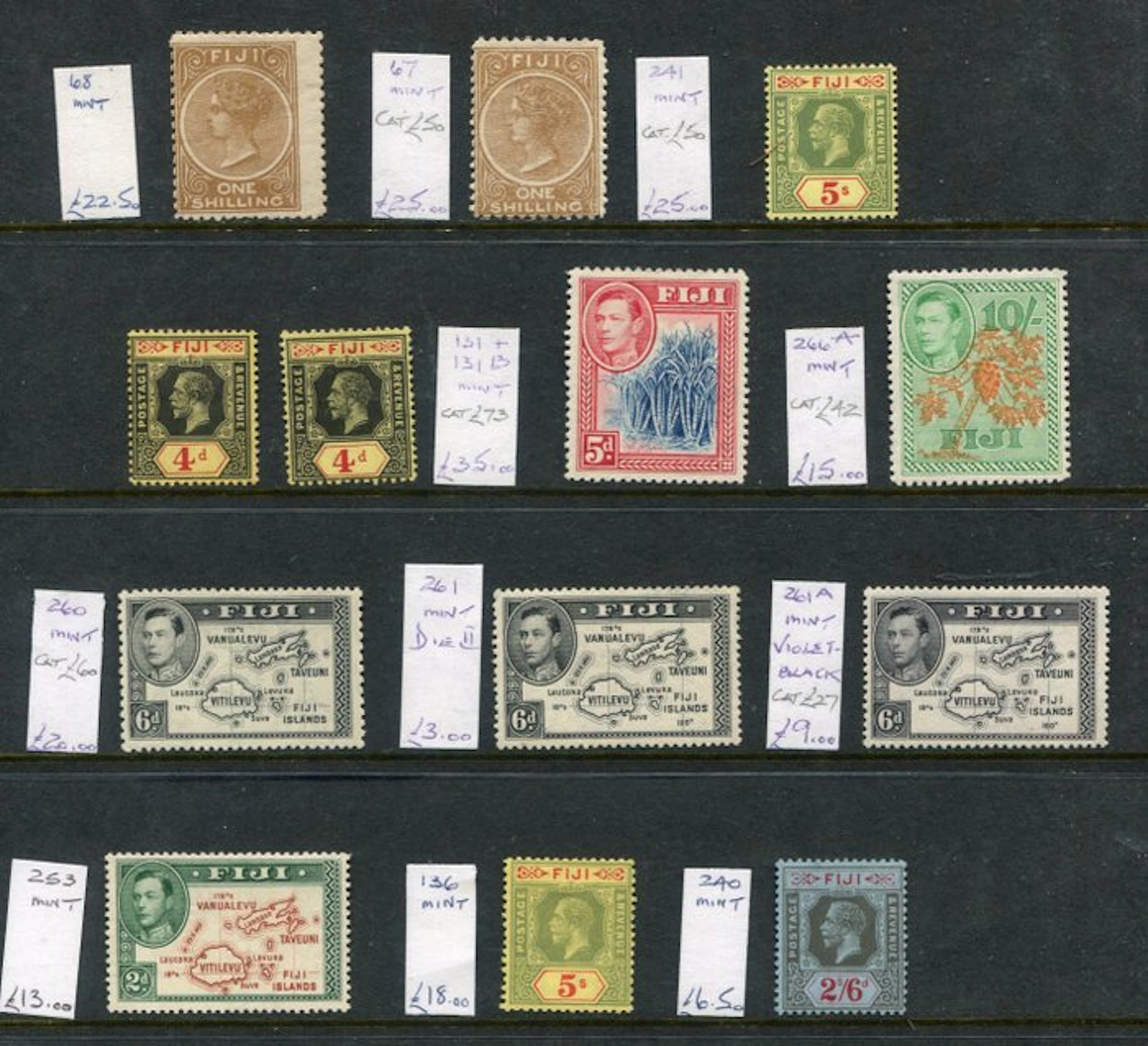 Fiji 1881/1938 - FIJI 1881-1938 QV to KGVI MH Lot to 10s 13 Stamps cat £515
